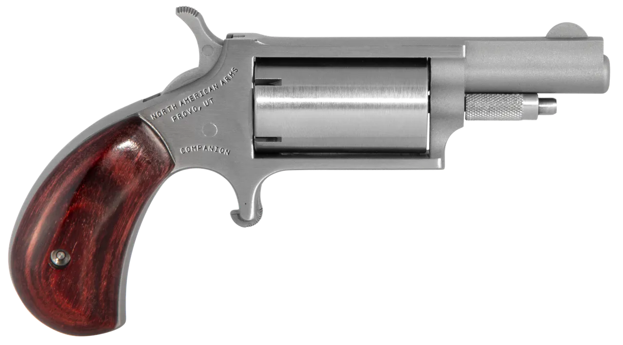 North American Arms 22MCBK Super Companion Cap & Ball Kit Small Frame #11 Percussion 5 Shot, 1.63" Stainless Steel Barrel, Cylinder & Frame, Rosewood Birdshead Grip, Exposed Hammer