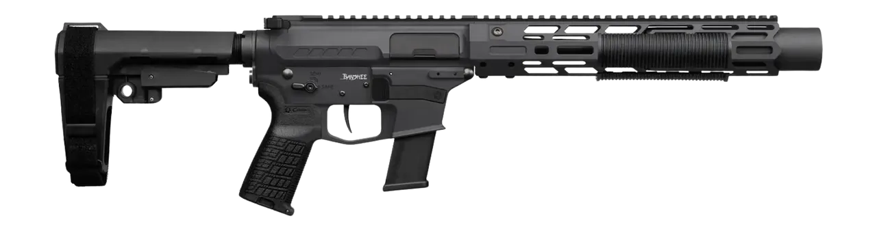 CMMG 45AEA70-AB Zeroed Banshee MkG 45 ACP 13+1 6.50" Black Nitride Threaded Barrel, Black Armor Cerakote Aluminum Receiver w/Picatinny Rail, M-LOK Handguard, Black Polymer CMMG RipBrace, CMMG Zeroed G
