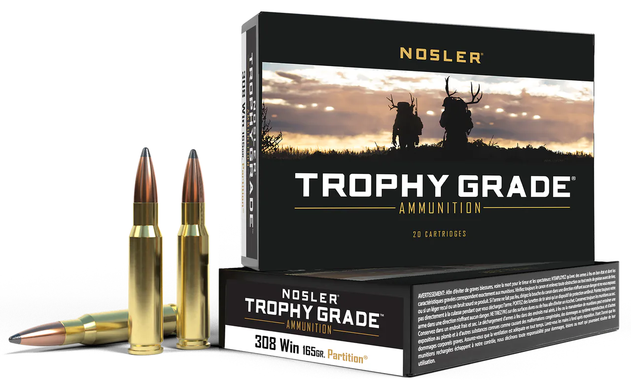 Nosler 60053 Trophy Grade 308 Win 165 gr Nosler Spitzer Partition 20 Per Box/ 10 Case