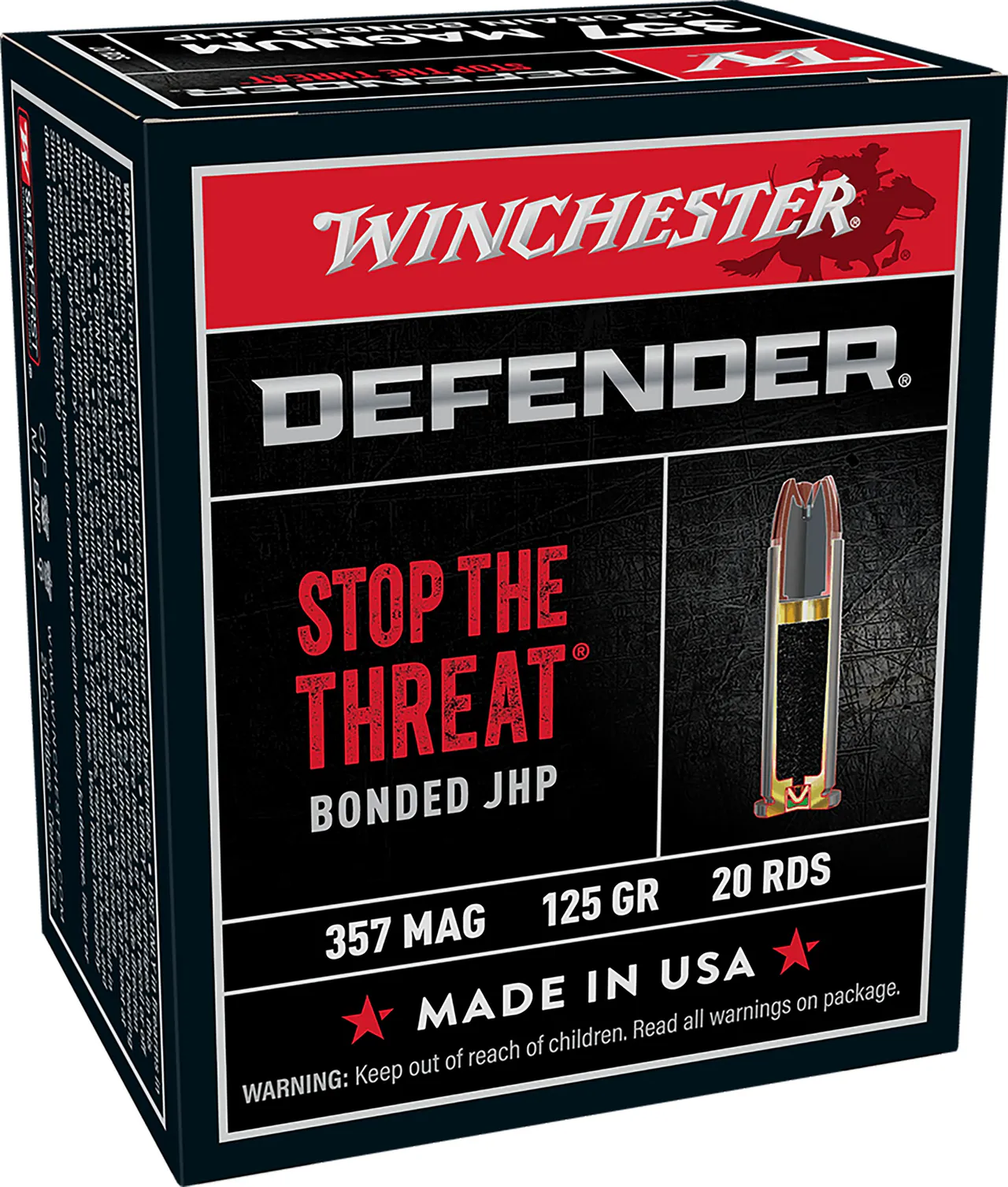 Winchester Ammo S357MPDB Defender 357Mag 125gr Bonded Jacket Hollow Point 20 Per Box/10 Case