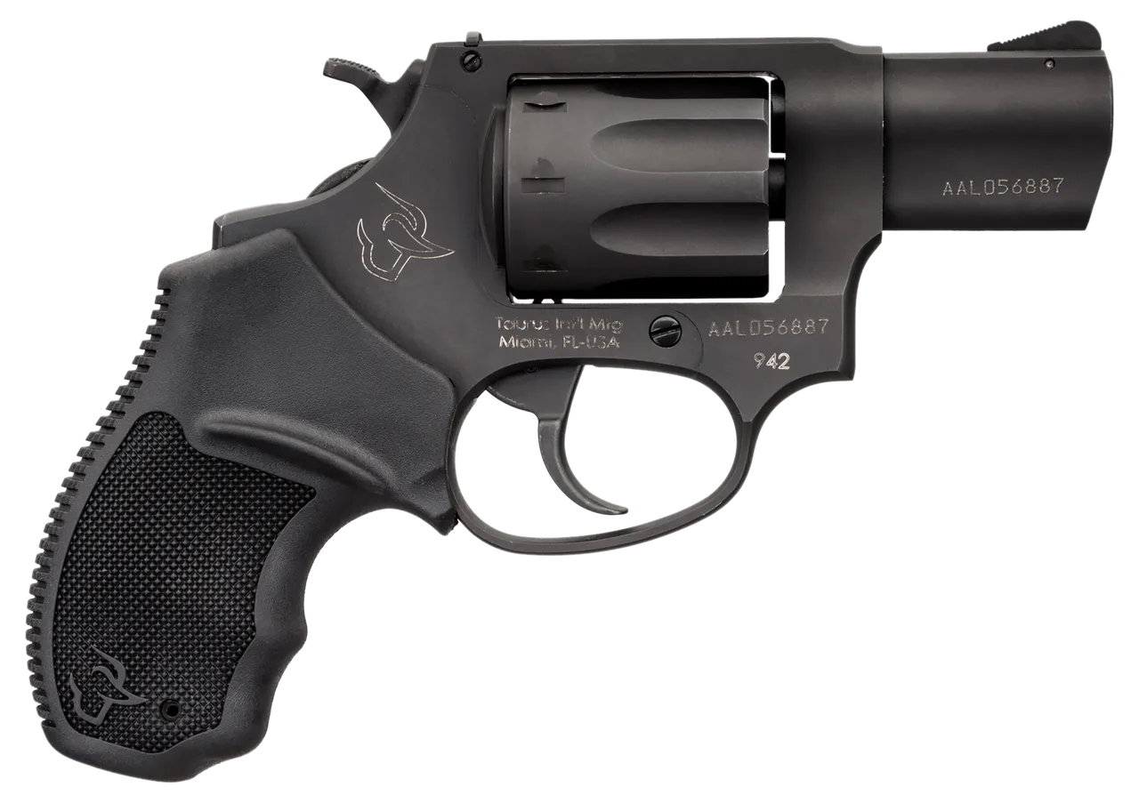Taurus 2-942021 942 22 LR 8rd 2" Barrel, Overall Matte Black Finish Steel & Finger Grooved Black Polymer Grip