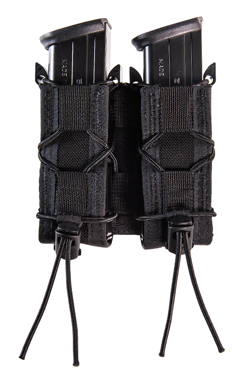 High Speed Gear 11PT02BK TACO Mag Pouch Double Black Nylon MOLLE Belts 2" Wide Compatible w/ Pistol