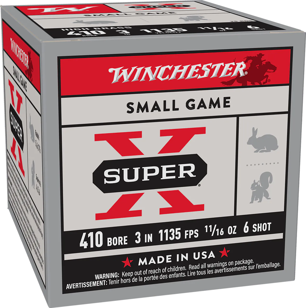 Winchester Ammo X4136 Super X Heavy Game Load High Brass 410Gauge 3" 11/16oz 6Shot 25 Per Box/10 Case
