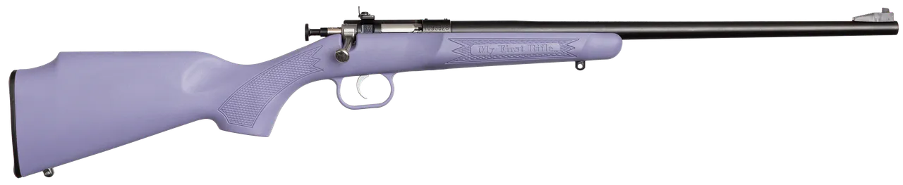 Crickett KSA2306 Youth  22 LR 1rd 16.12" Blued Barrel & Receiver, Fixed Front/Adjustable Rear Peep Sights, Purple Synthetic Stock w/11.5" LOP, Rebounding Firing Pin Safety