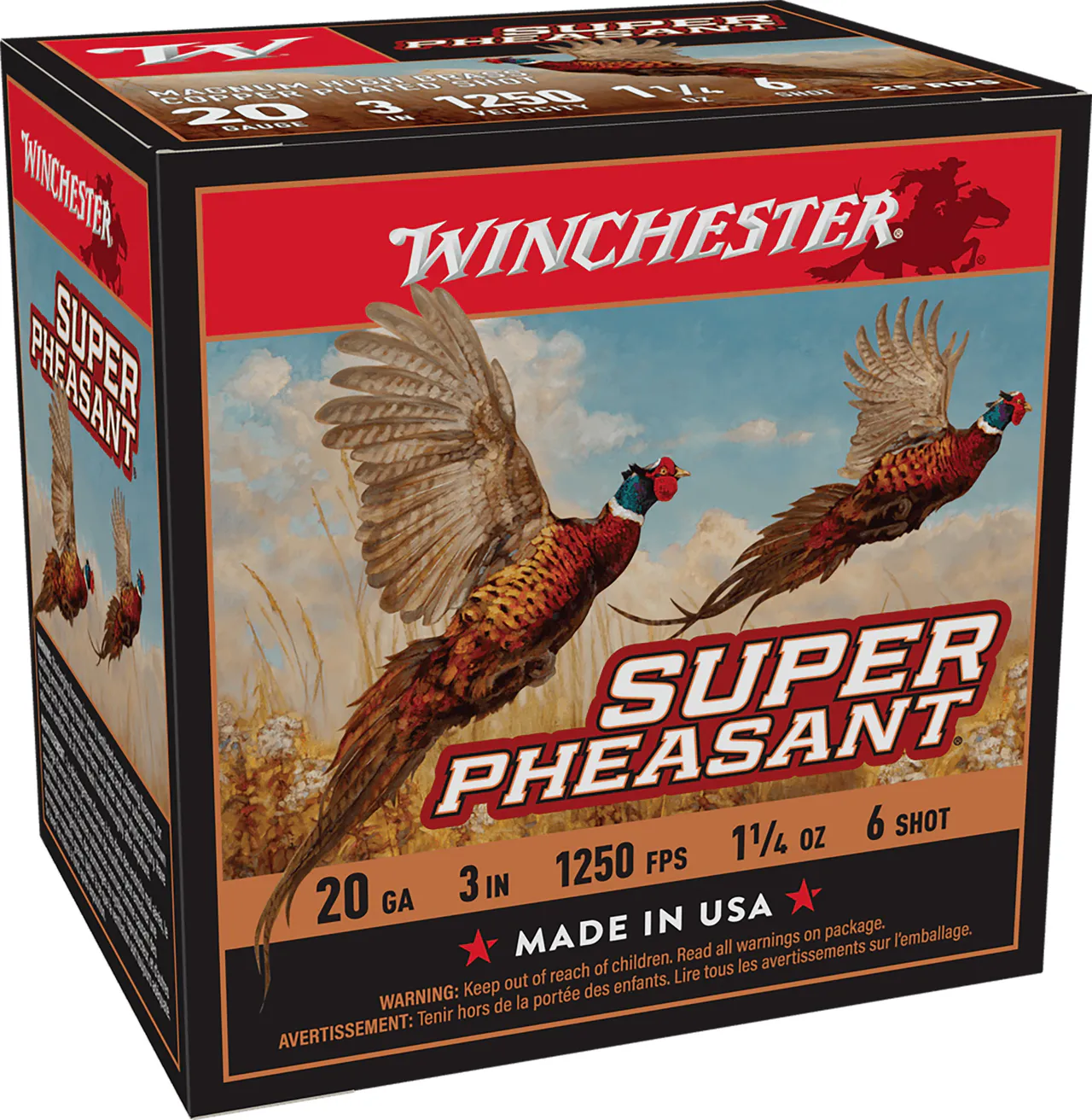 Winchester Ammo X203PH6 Super Pheasant Magnum High Brass 20Gauge 3" 1 1/4oz 6Shot 25 Per Box/10 Case