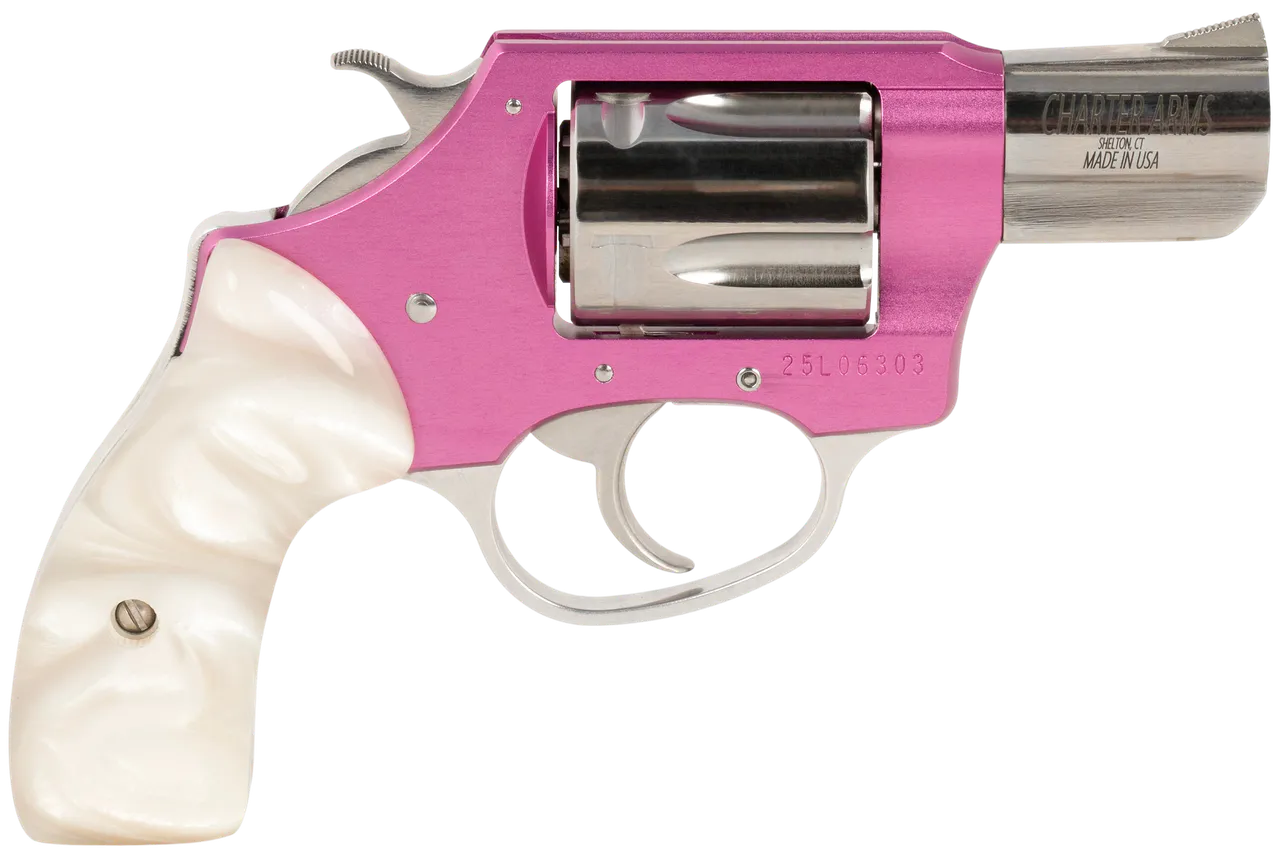 Charter Arms 53839 Undercover Lite Chic Lady Small 38 Special 5 Shot 2" High Polished Stainless Steel Barrel & Cylinder, Pink Aluminum Frame, Pearl Grip, Exposed Hammer