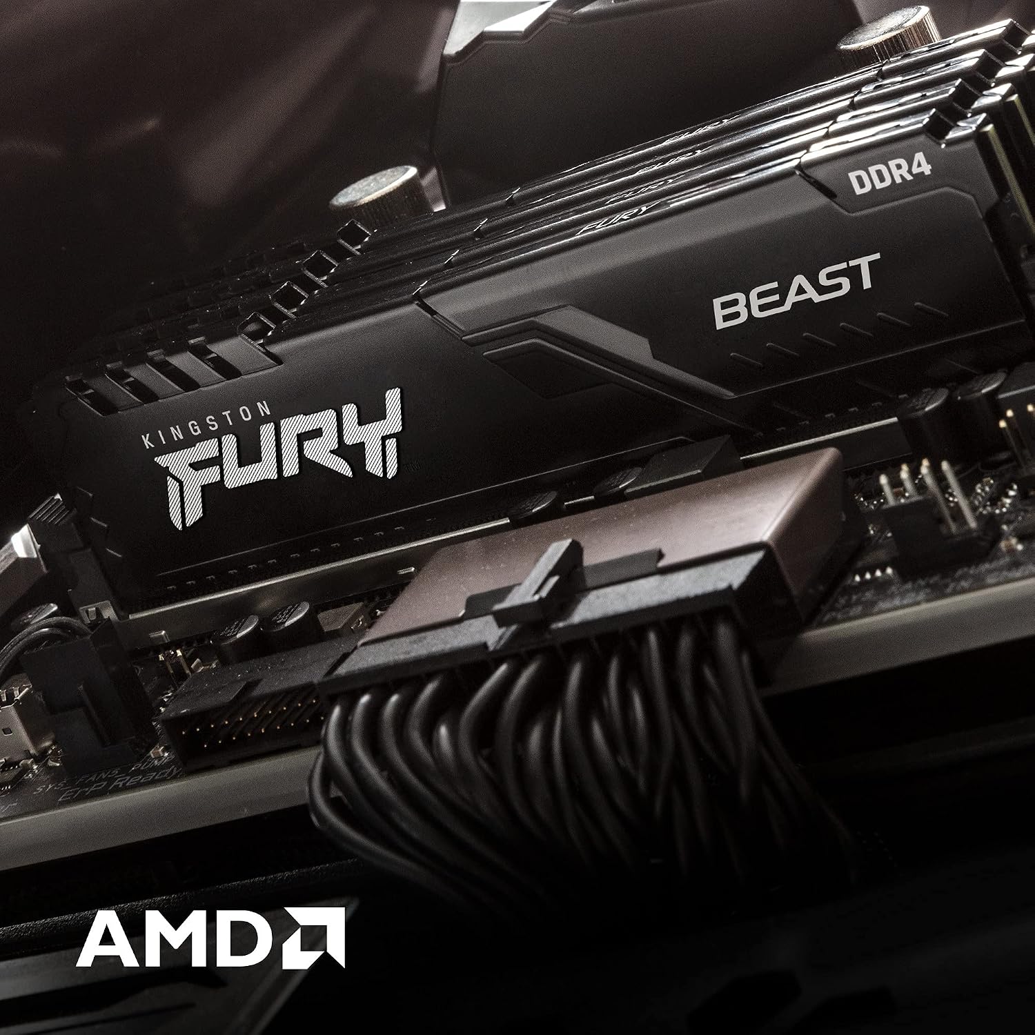 Kingston, KF432C16BBK2/16 - Kit de memórias de 16GB (2 x 8GB) DIMM DDR4 3200Mhz FURY Beast Black 1,35V 1Rx8 288 pinos para desktop/gamers, Não aplicável — imagem 4 de 5