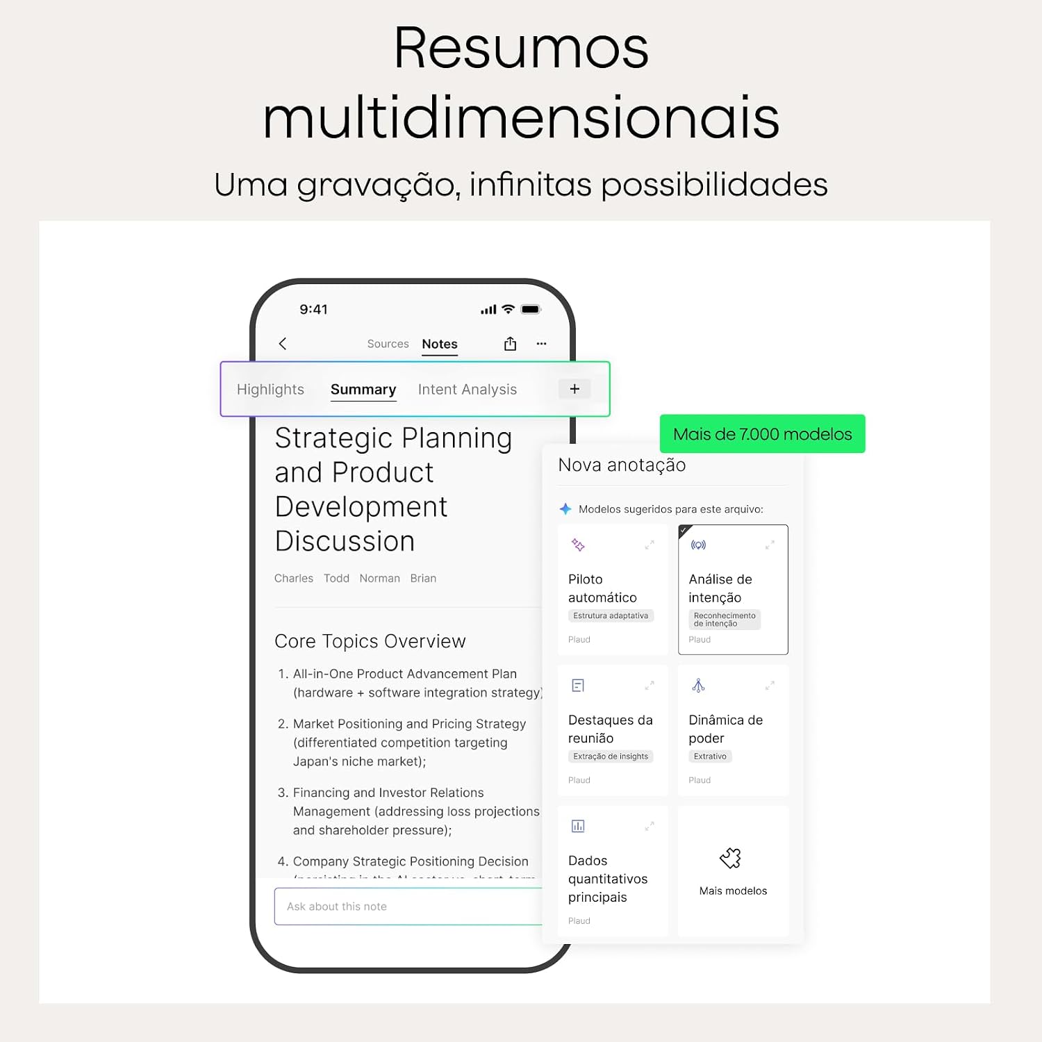 Gravador de voz com IA, gravador de áudio Plaud Note c/capa, controle de aplicativo, transcrição e resumo com tecnologia de IA, suporte a 112 idiomas (Note preta com estojo preto) — imagem 4 de 9