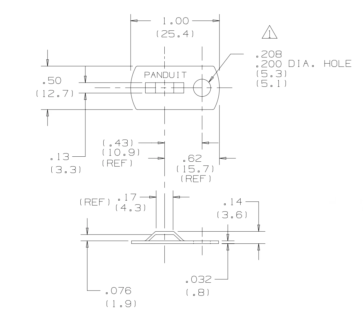 MBMS-S10-CY aluminium cable tie mount dimensions