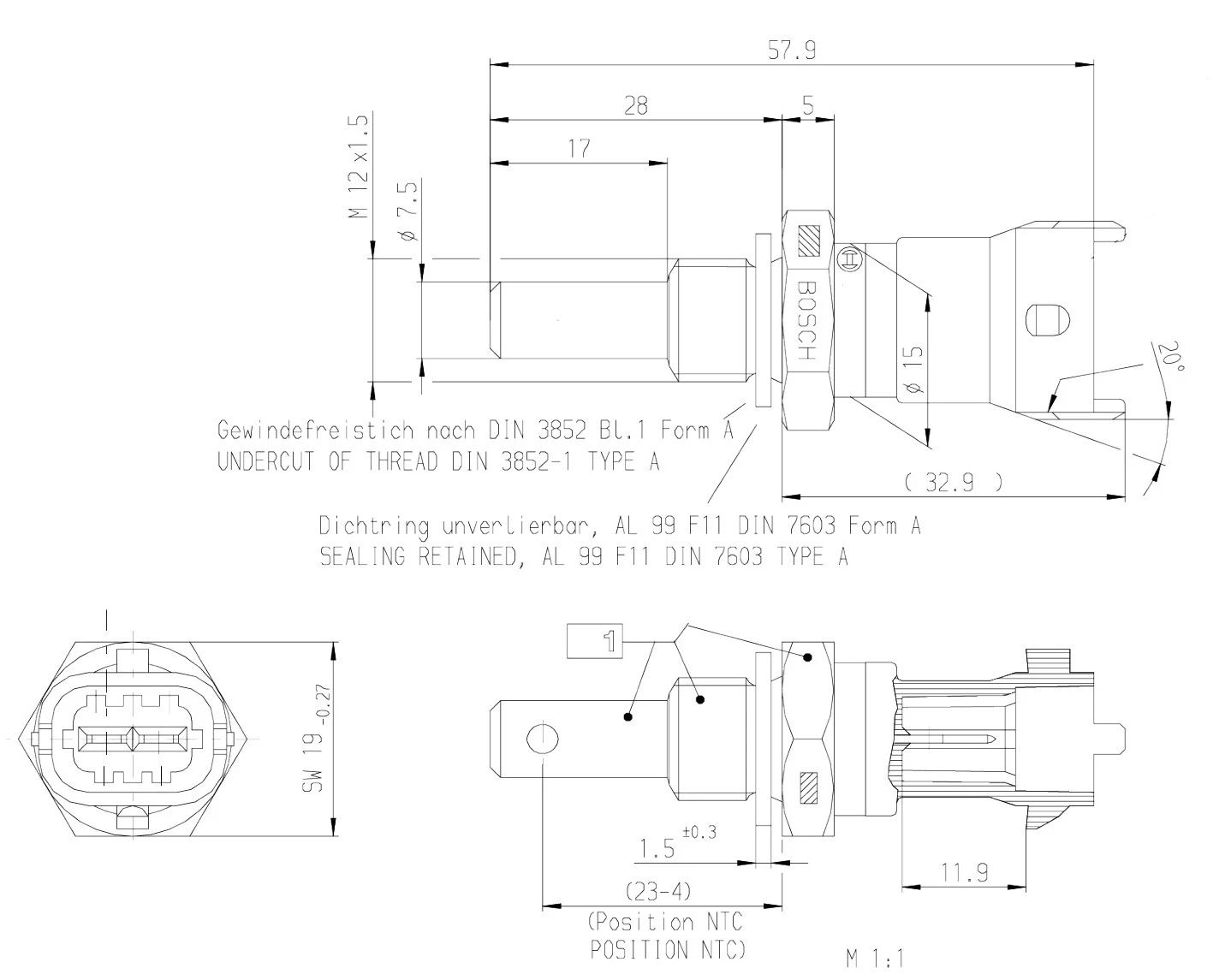 Bosch temperature sensor (0 281 002 1700)