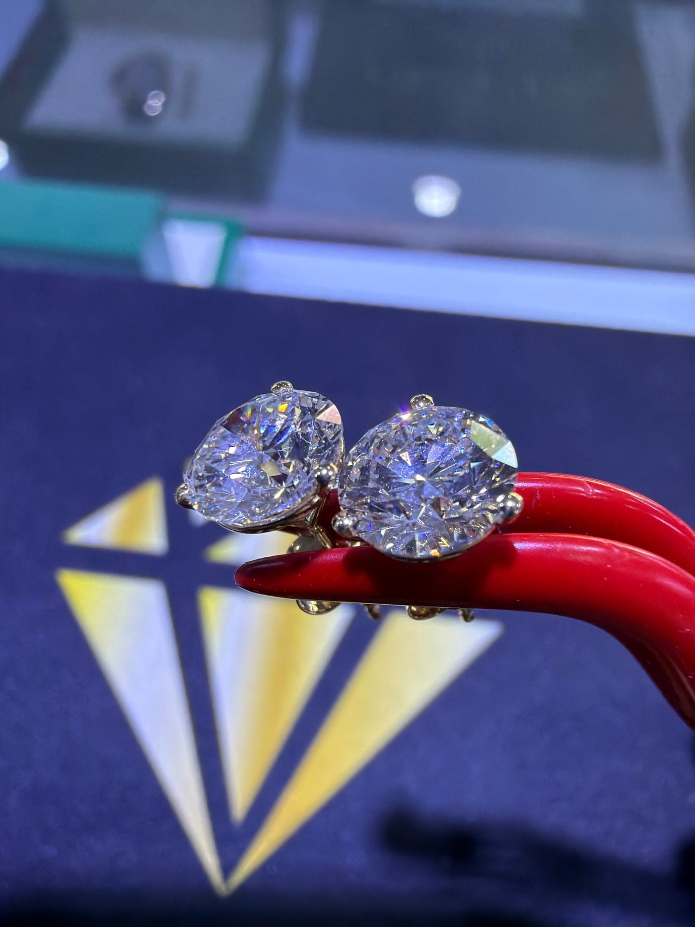 14k Yellow Gold Lab 3.04ct Diamond Earrings