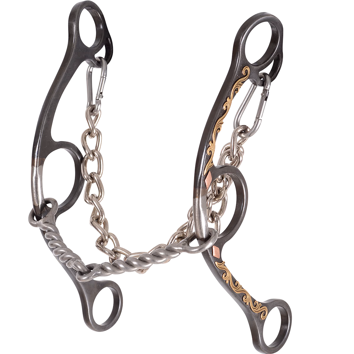 Sherry Cervi Diamond Long Shank Browned Iron Twisted wire snaffle