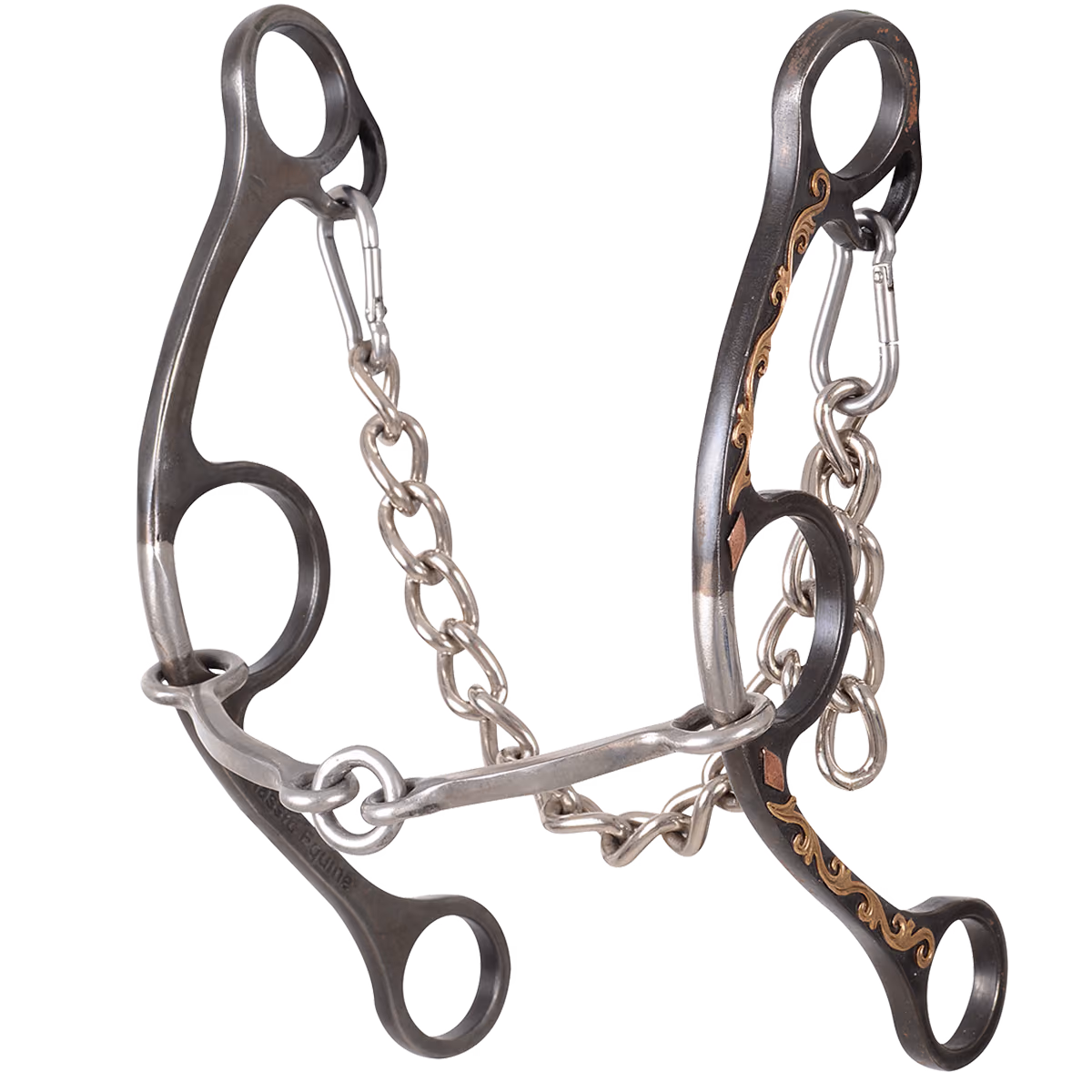 Sherry Cervi Diamond Long Shank Browned Iron O ring square snaffle