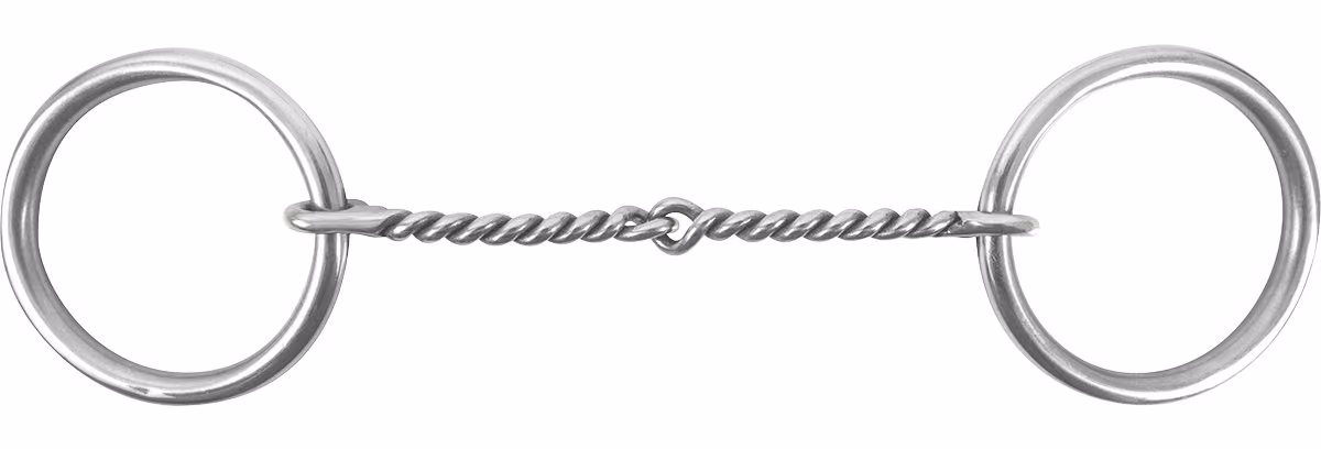 Classic Equine Loose Ring Snaffle with Weighted Rings and Thin Twisted Wire Mouth