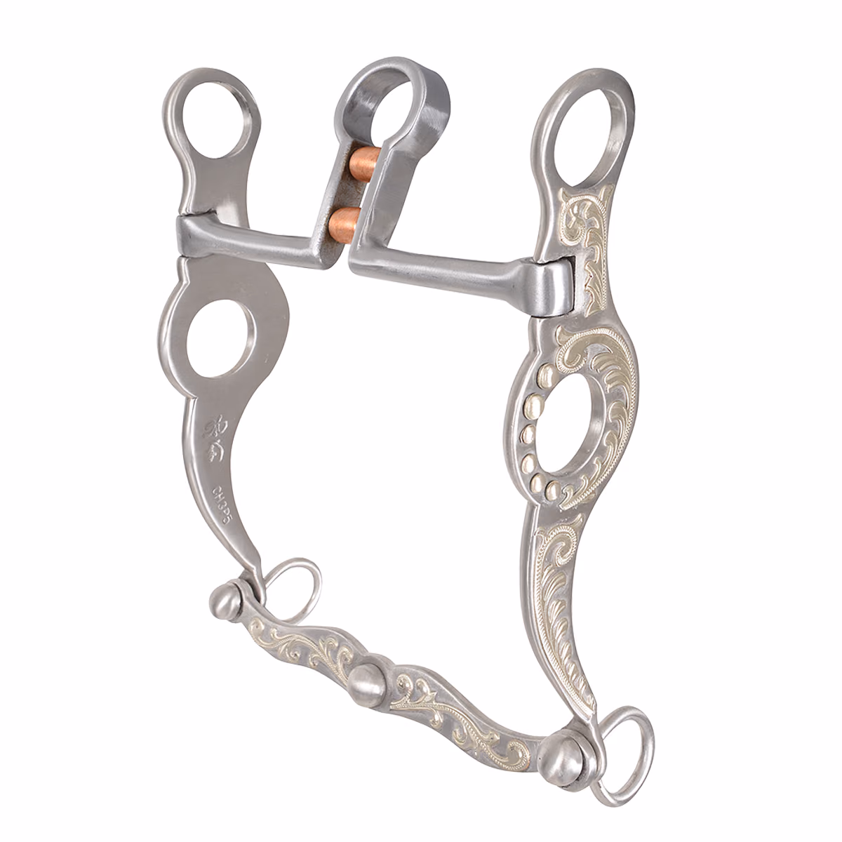 Les Vogt Cowhorse Collection Responder Shank Cowhorse Bit with Keyhole Double Roller, 8-inch