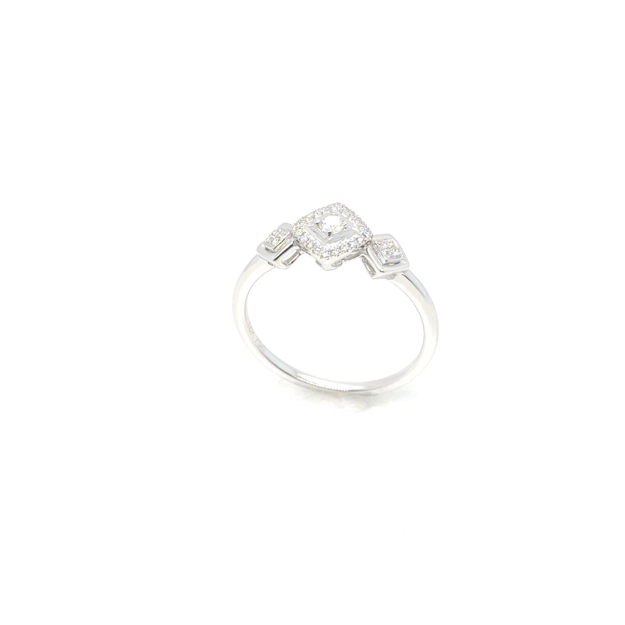 18K White Gold Blue Sapphire & Diamond Hexagon Ring, image 4 of 4