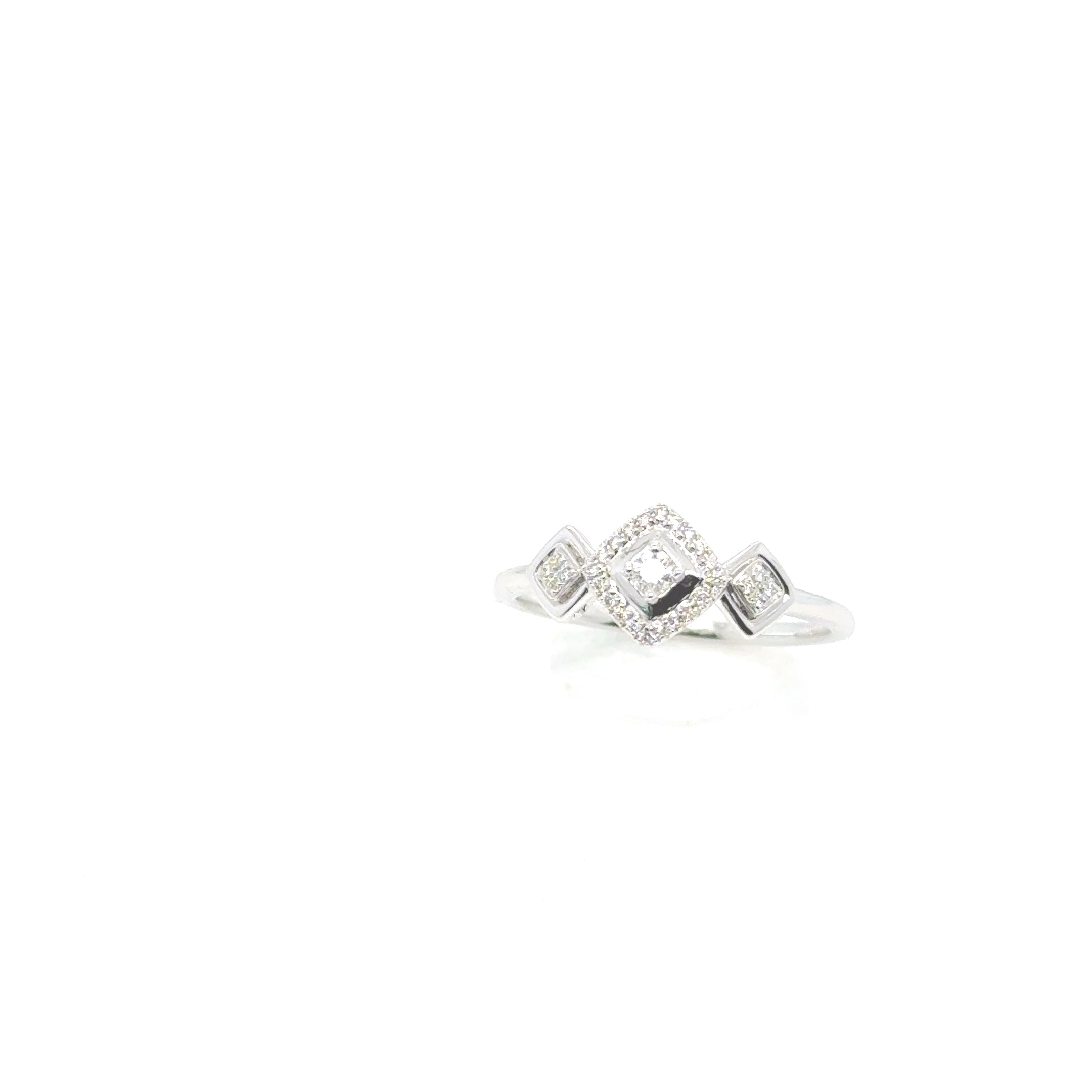 18K White Gold Blue Sapphire & Diamond Hexagon Ring, image 3 of 4