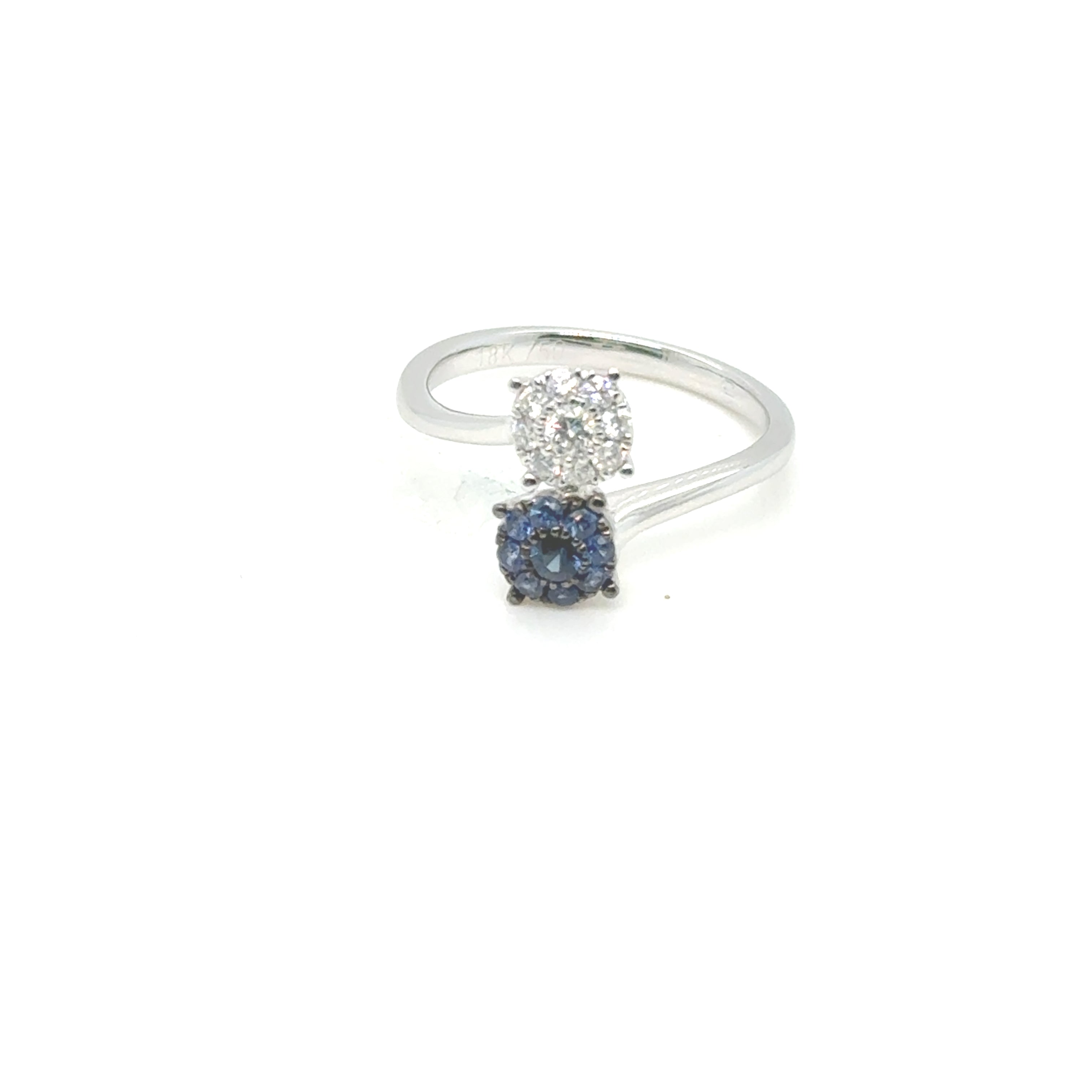 18kt Blue Sapphire and Diamond Cluster Ring, image 5 of 5