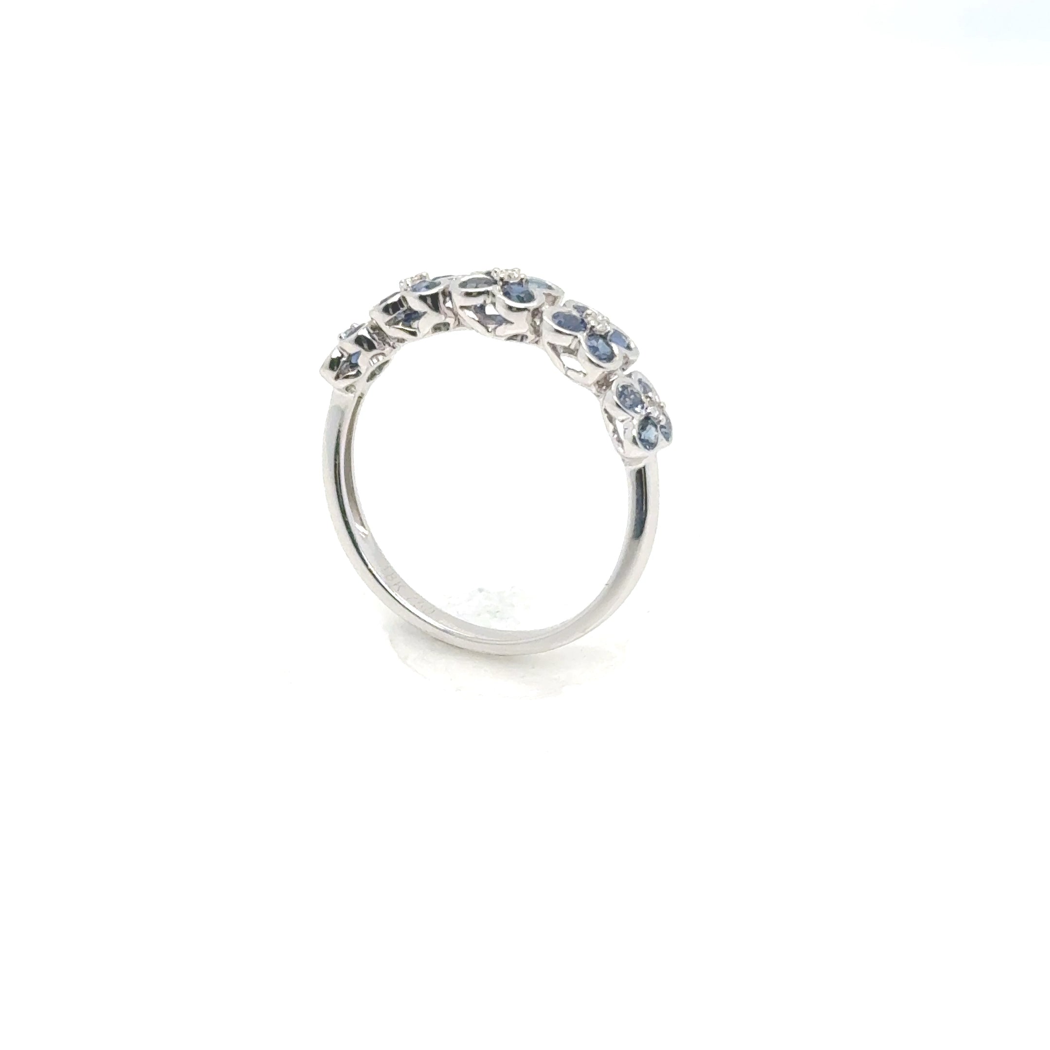 18kt White Gold Ring With Blue Flower Sapphires., image 5 of 10