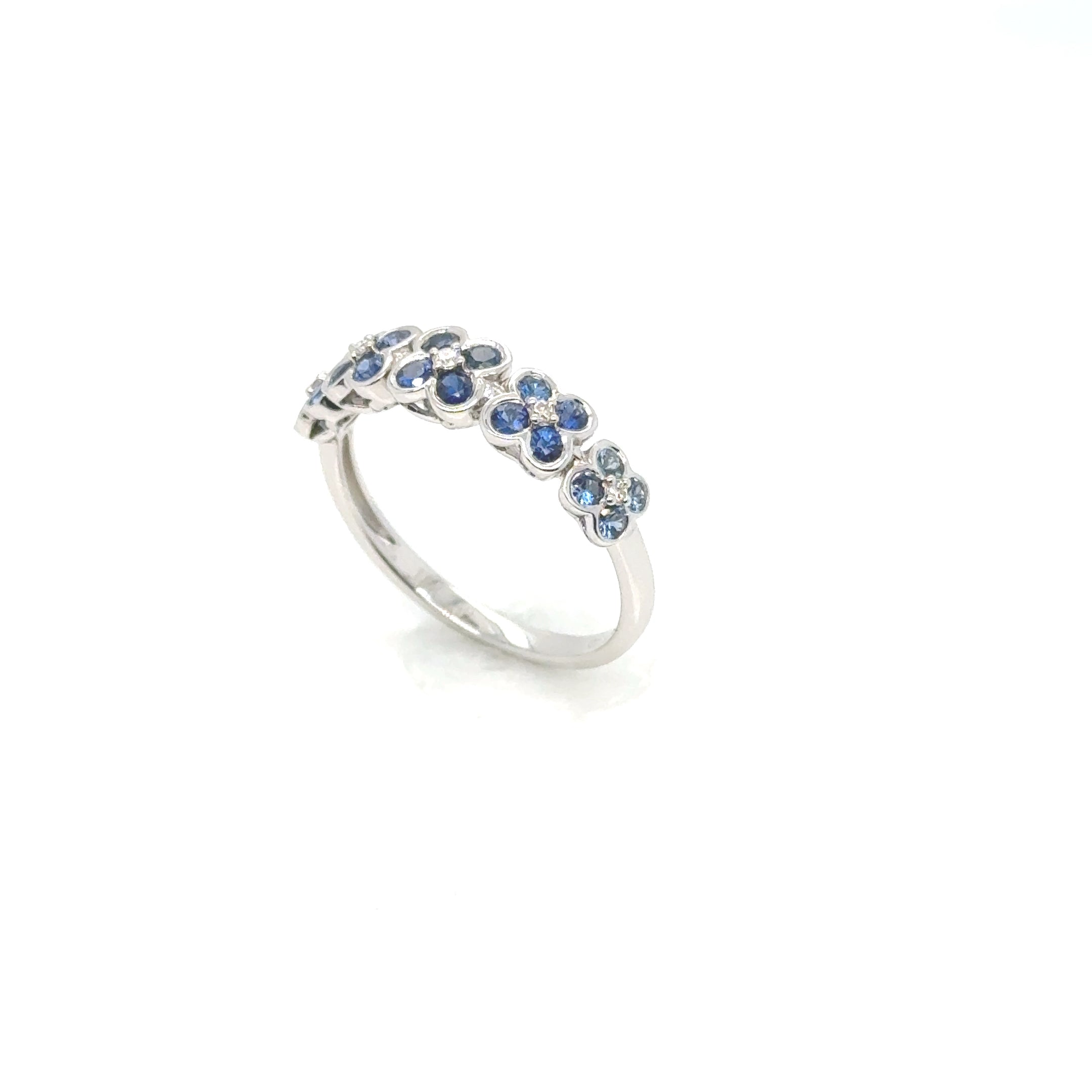 18kt White Gold Ring With Blue Flower Sapphires., image 10 of 10