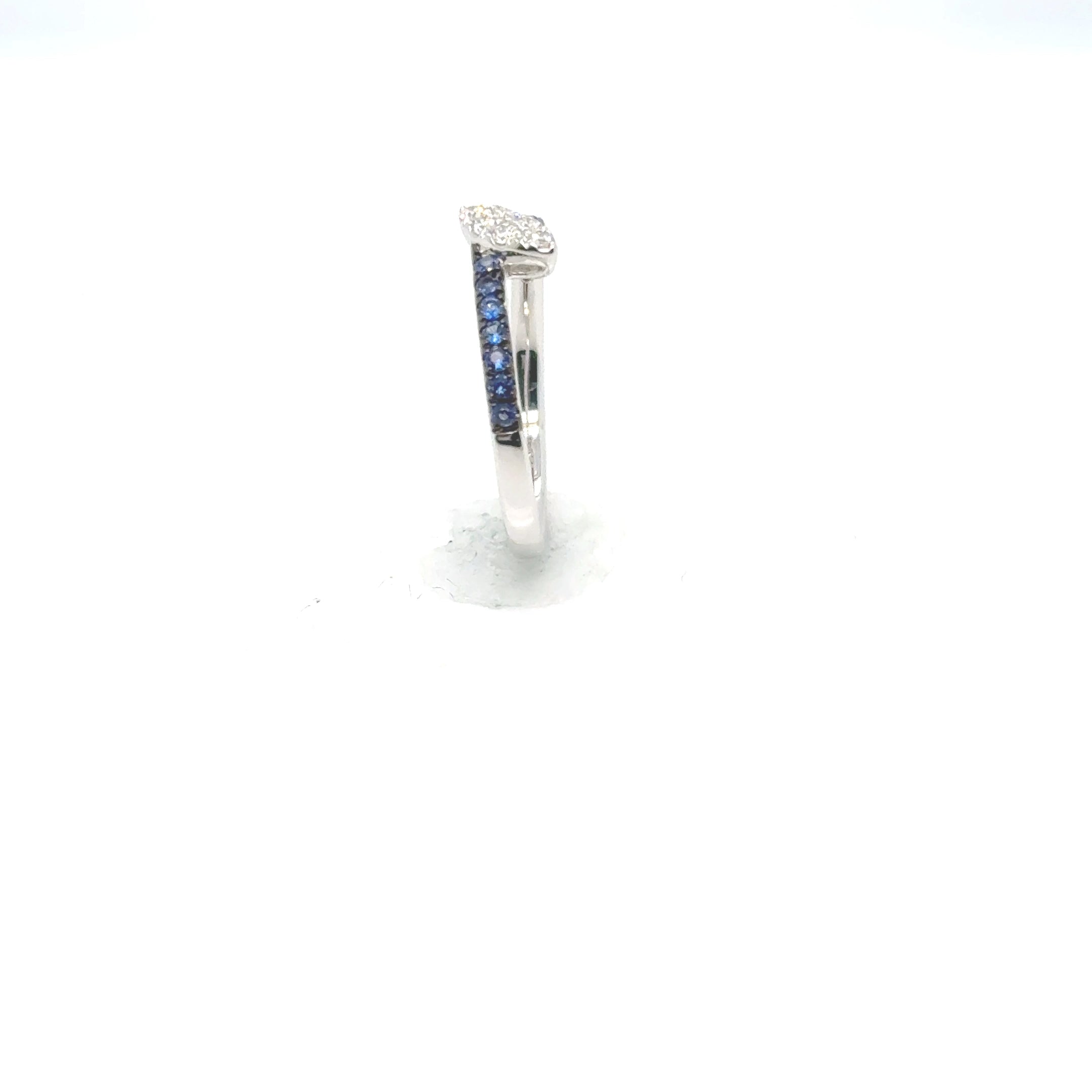 18kt White Gold With Blue Sapphire Pave and a Diamond Pave Accent, image 4 of 5