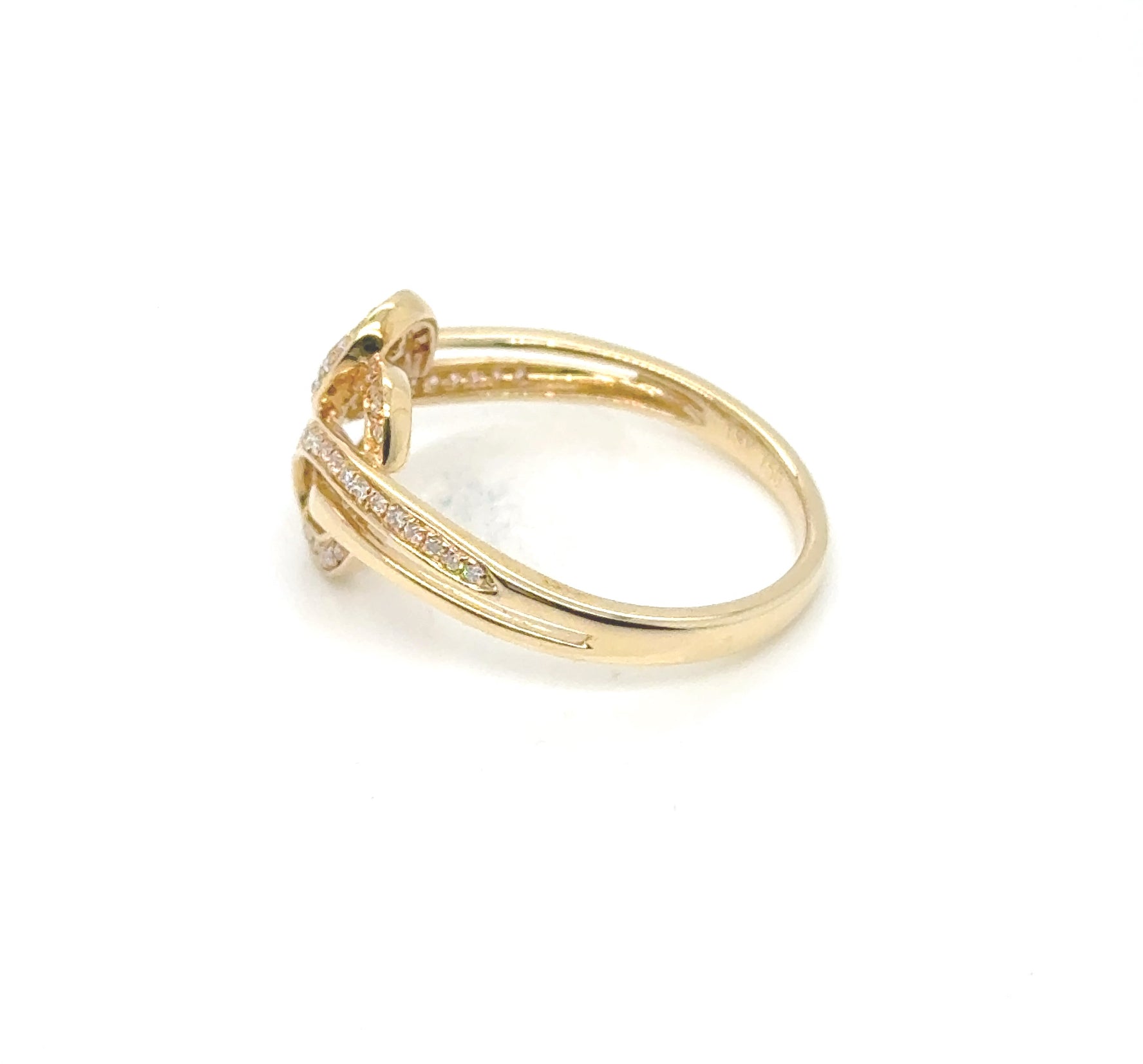 18kt Yellow Gold Swirl Ring With Diamond Pave Detail, image 4 of 4