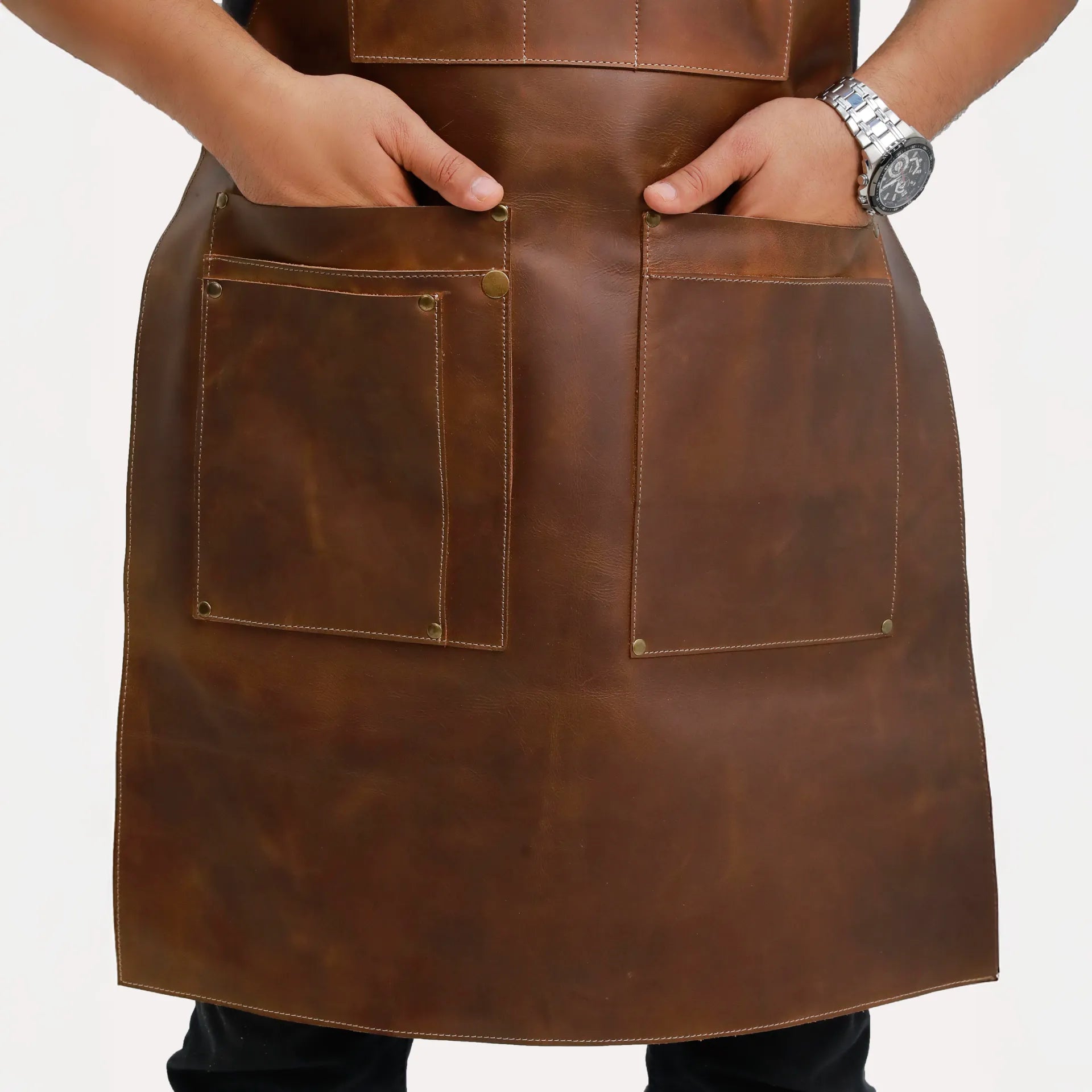 Brown coffee bean barista leather apron