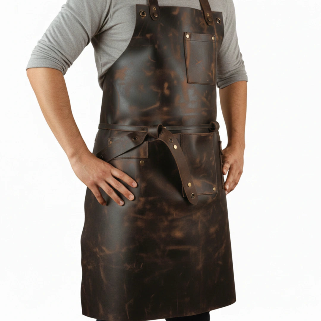 SizzleGrill Brown cooking Leather Apron