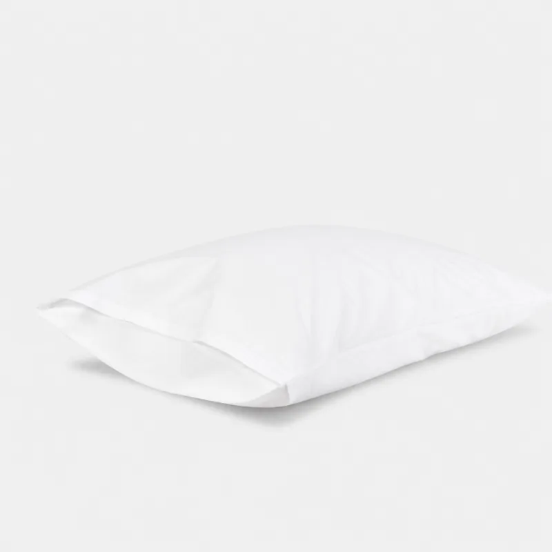 organic cotton pillowcase pair in white — stitching and closure detail