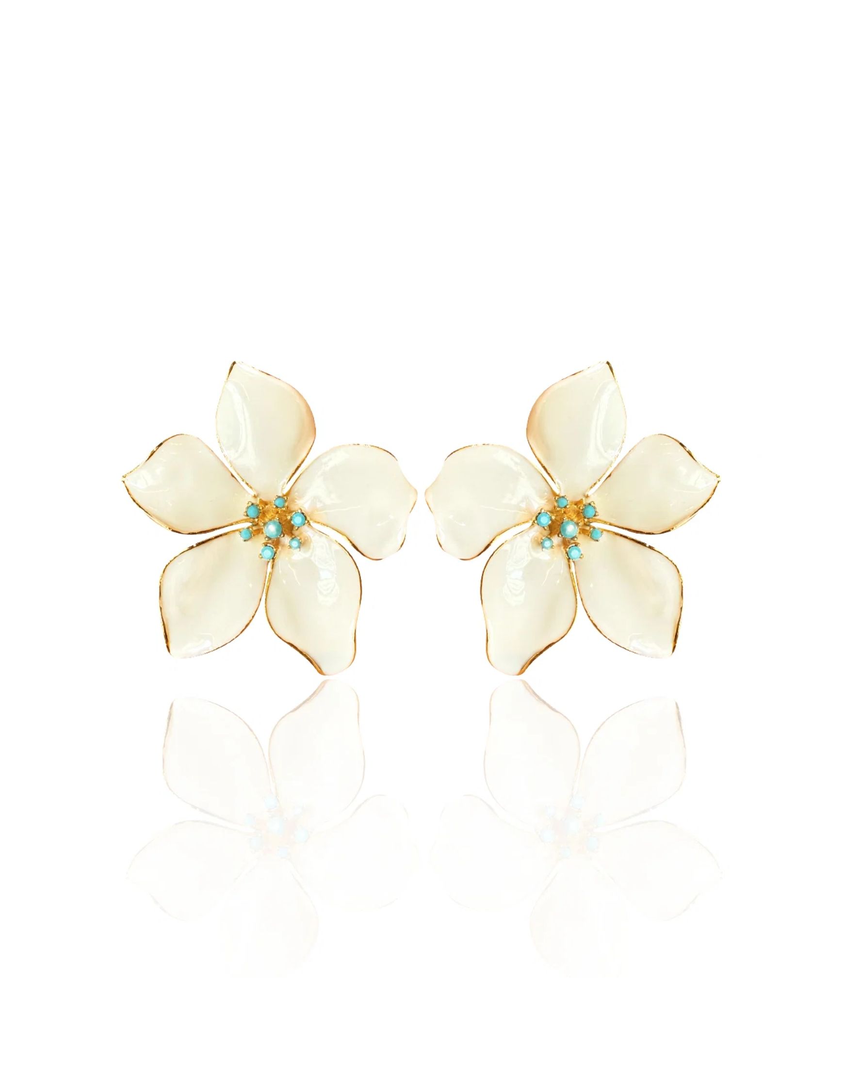 Flora White/Turquoise Earrings