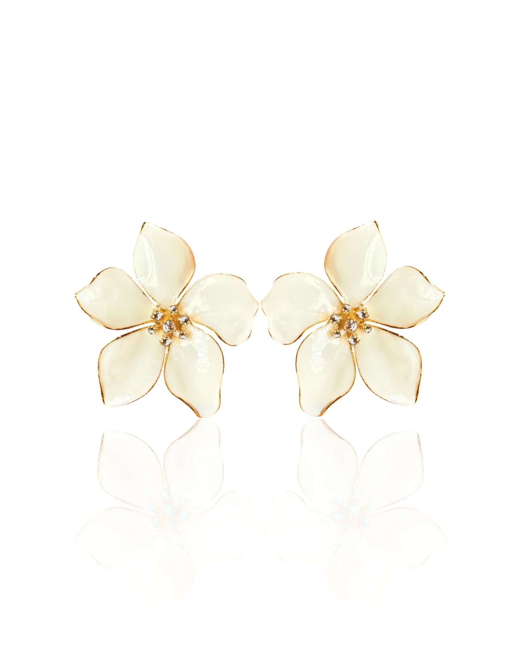 Flora White Earrings