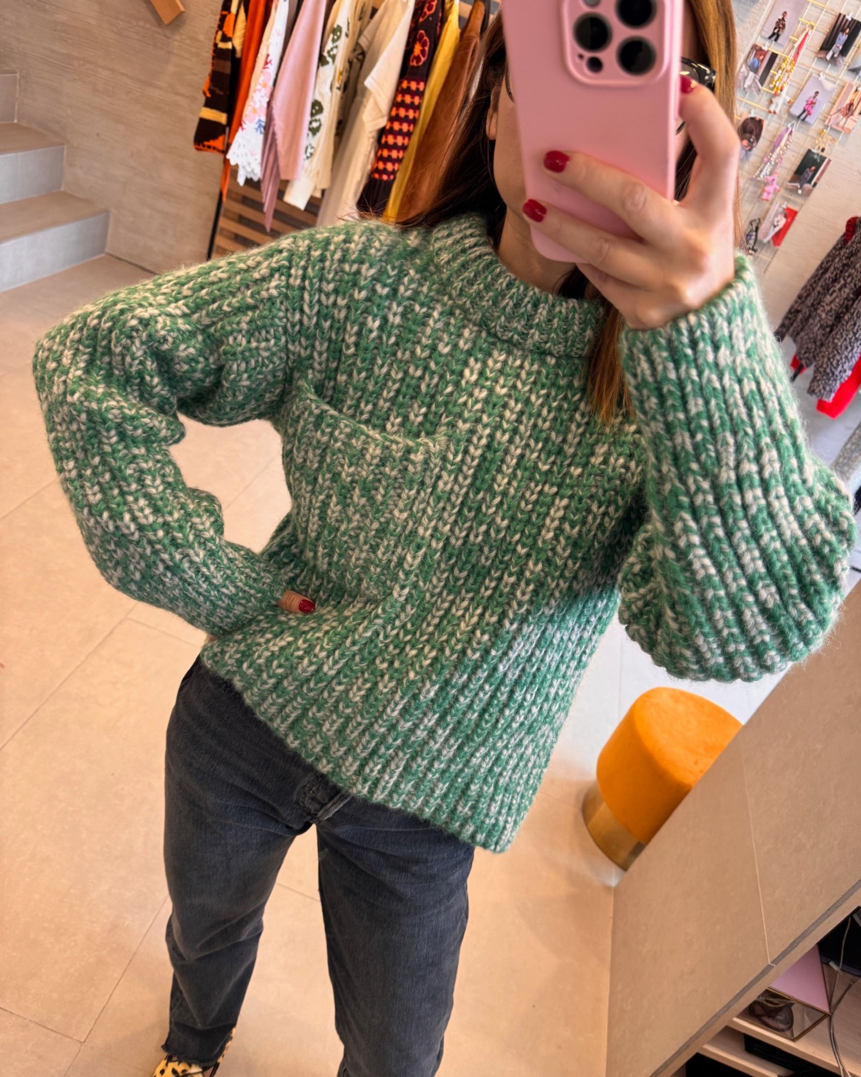 Thalia Sweater Green/Grey - alternate view