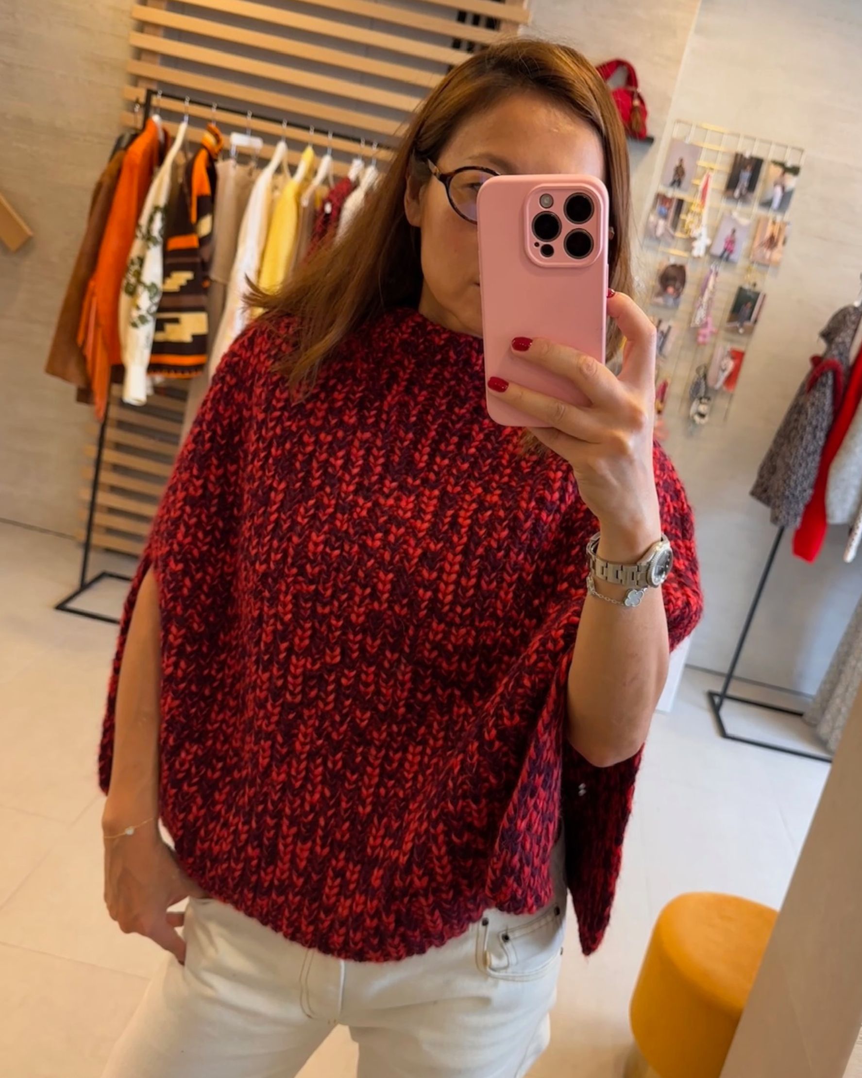 Nadia Poncho Red