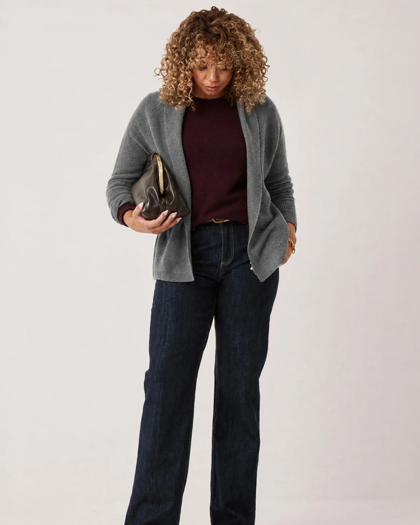 Relaxed Edge to Edge Cardigan in Pewter Grey