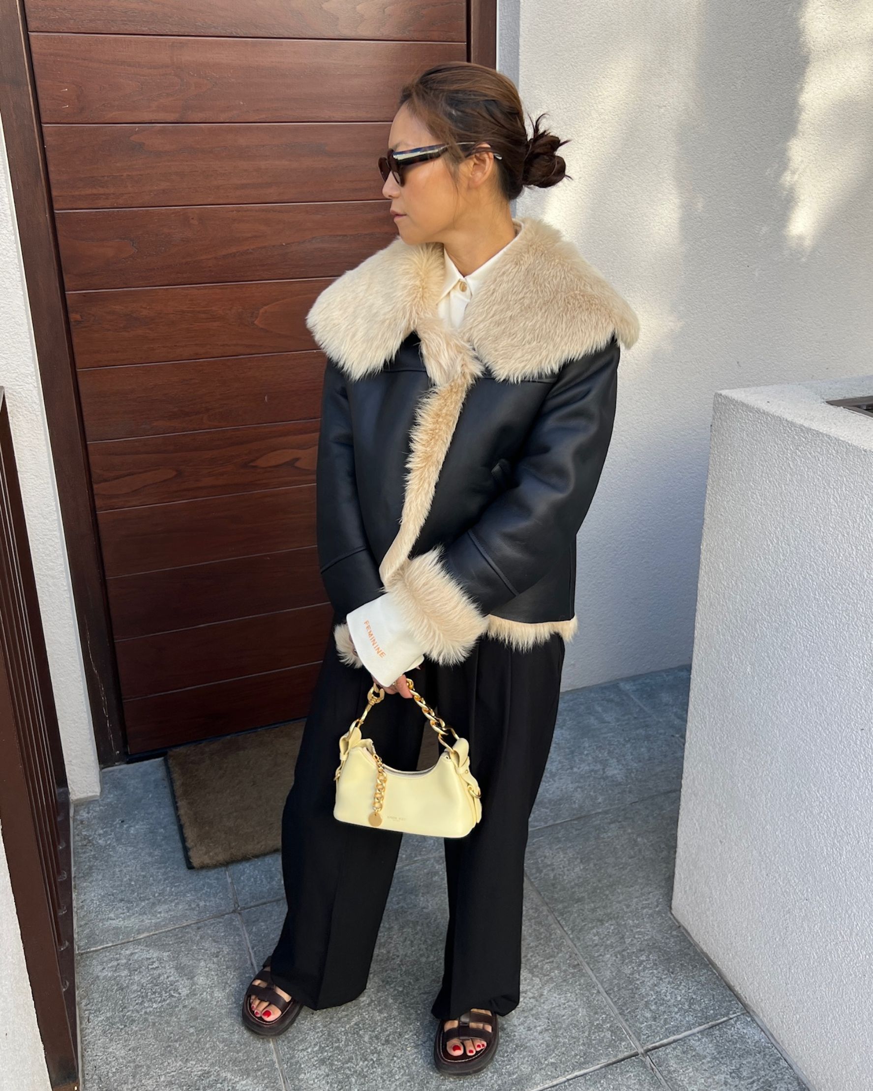 Damask Shearling Coat