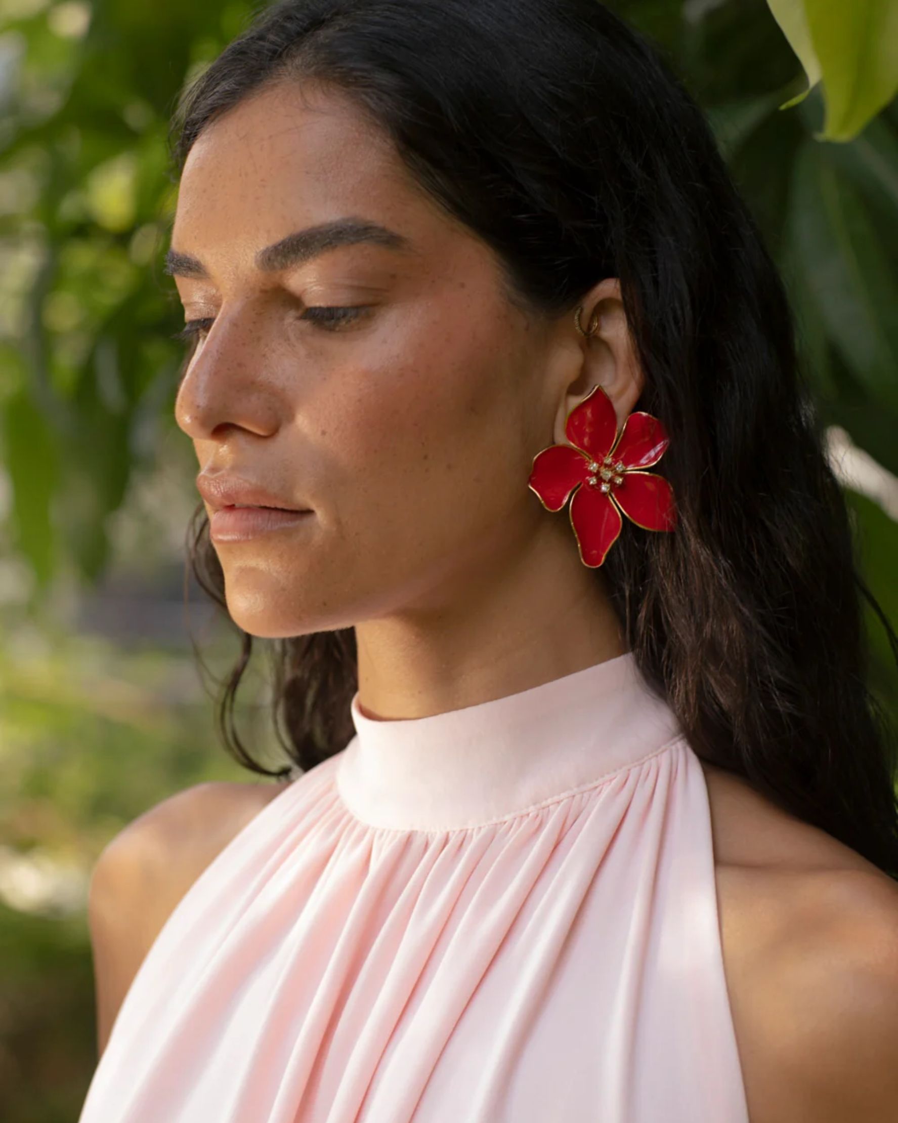 Flora Red Earrings - alternate view