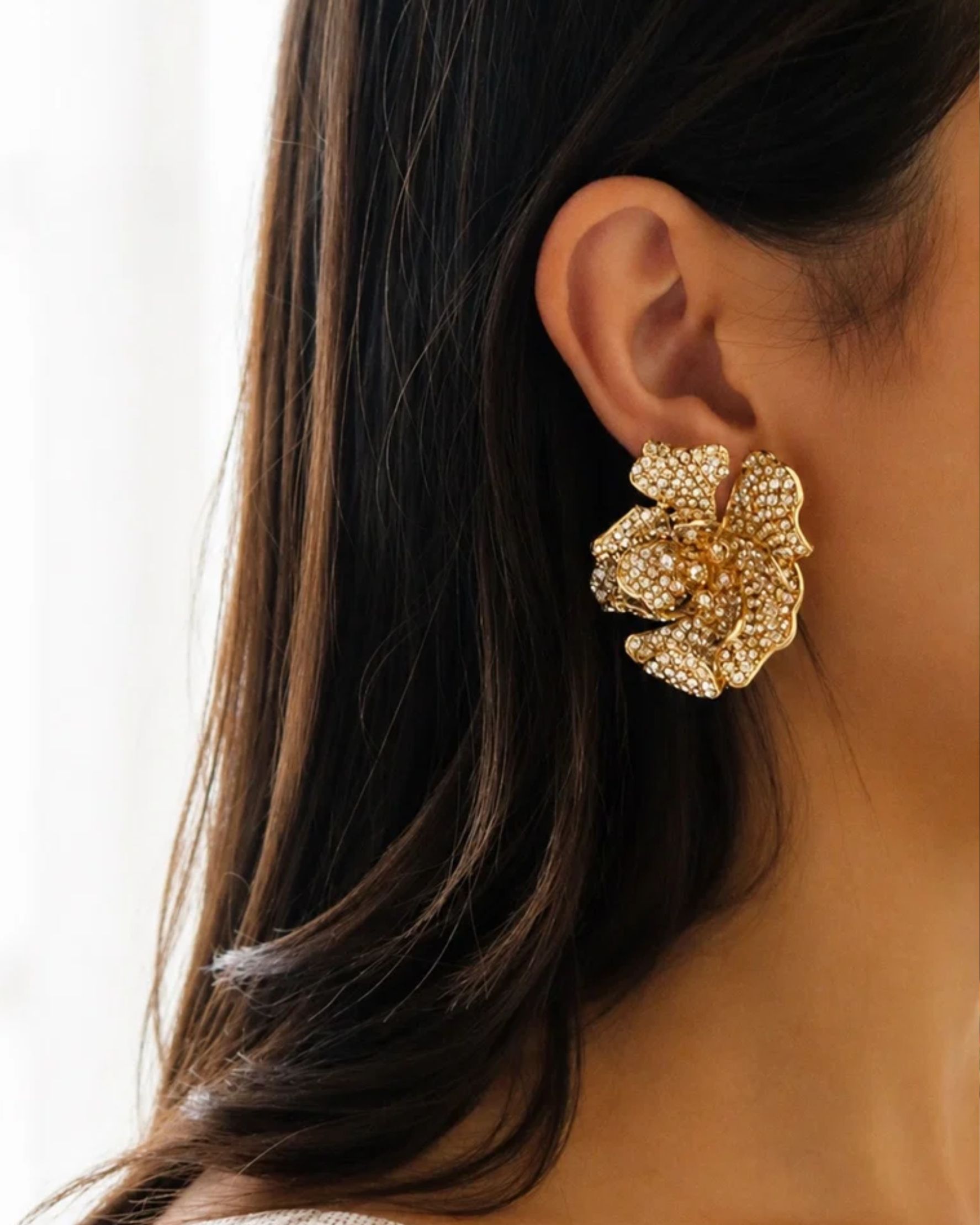 Camelia Earrings Gold - alternate view