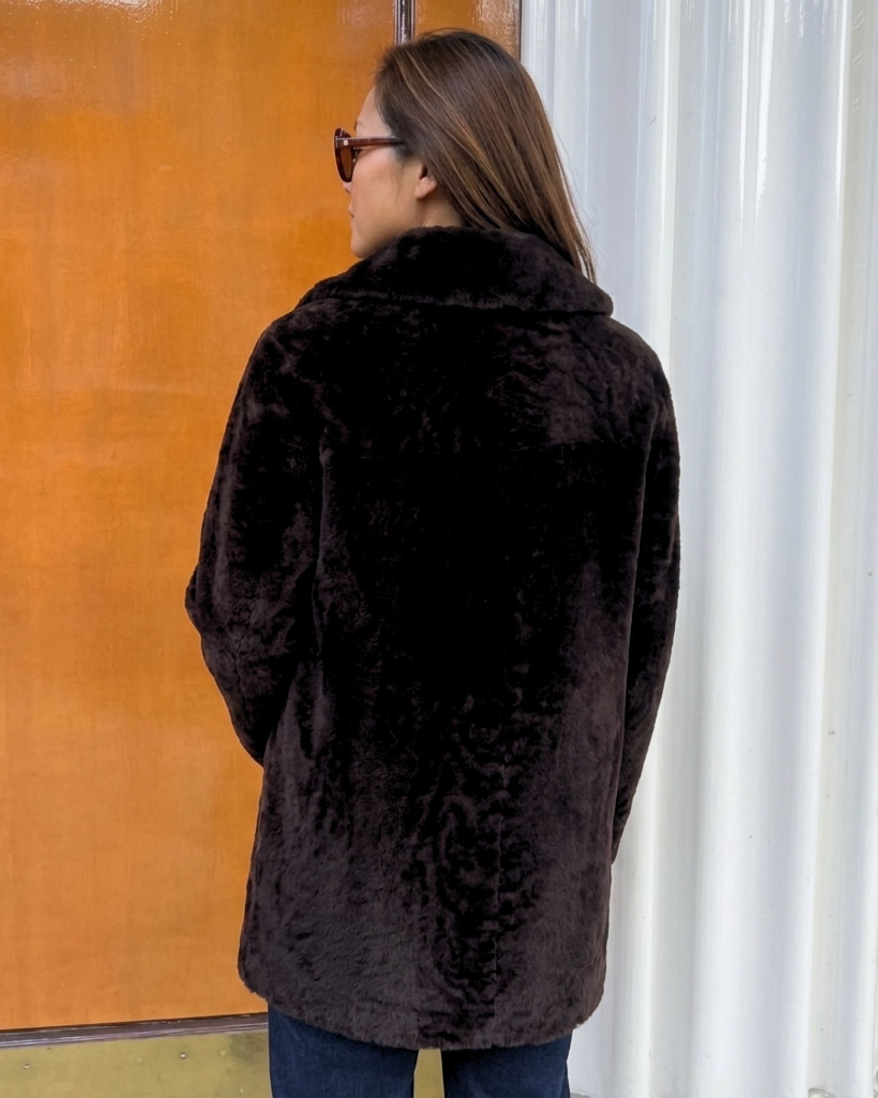 Harmony Shearling Coat Dark Brown - alternate view