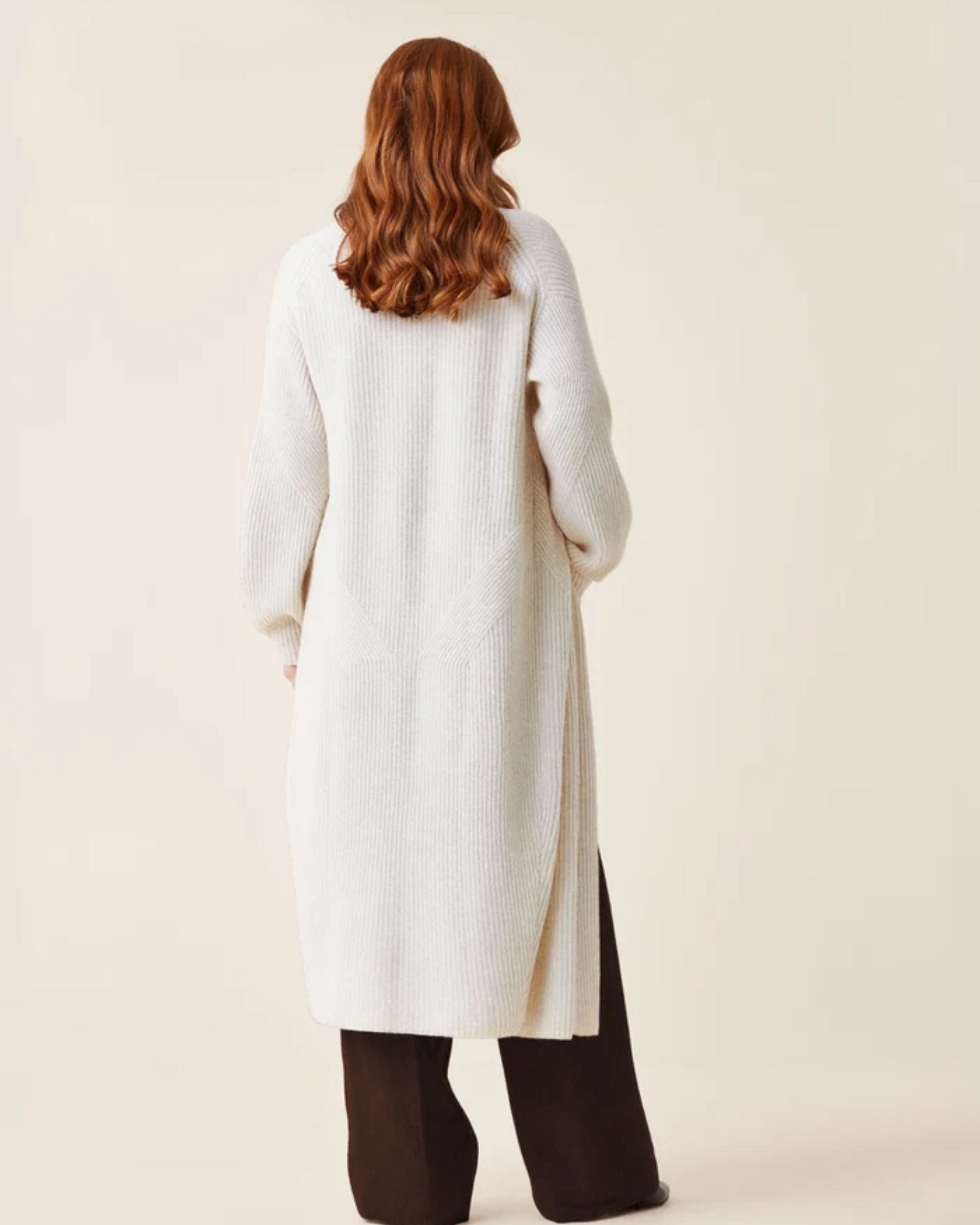 Ribbed Cashmere Coatigan in Snow - alternate view