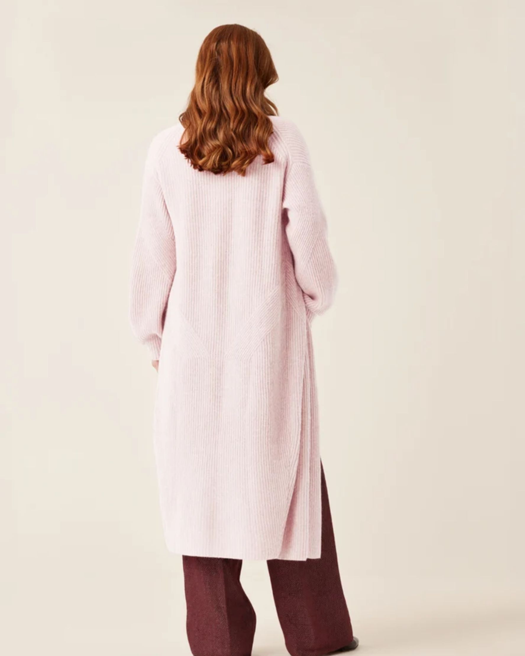 Ribbed Cashmere Coatigan in Ballet Pink - alternate view