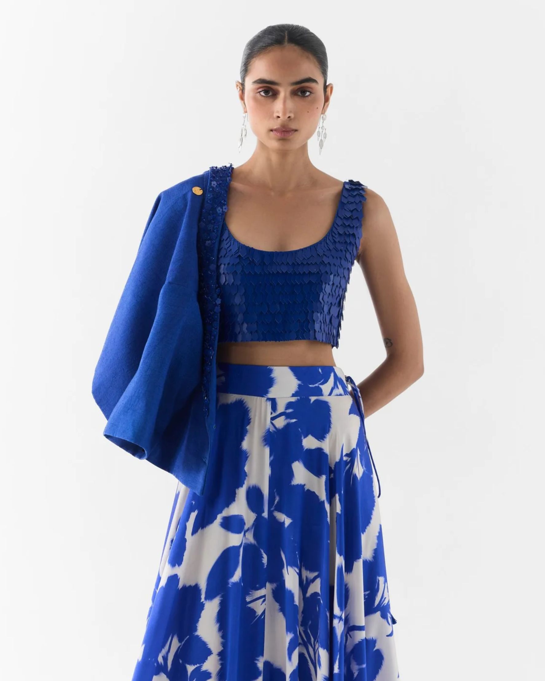 Blue Ink Leather Blouse and Skirt - alternate view
