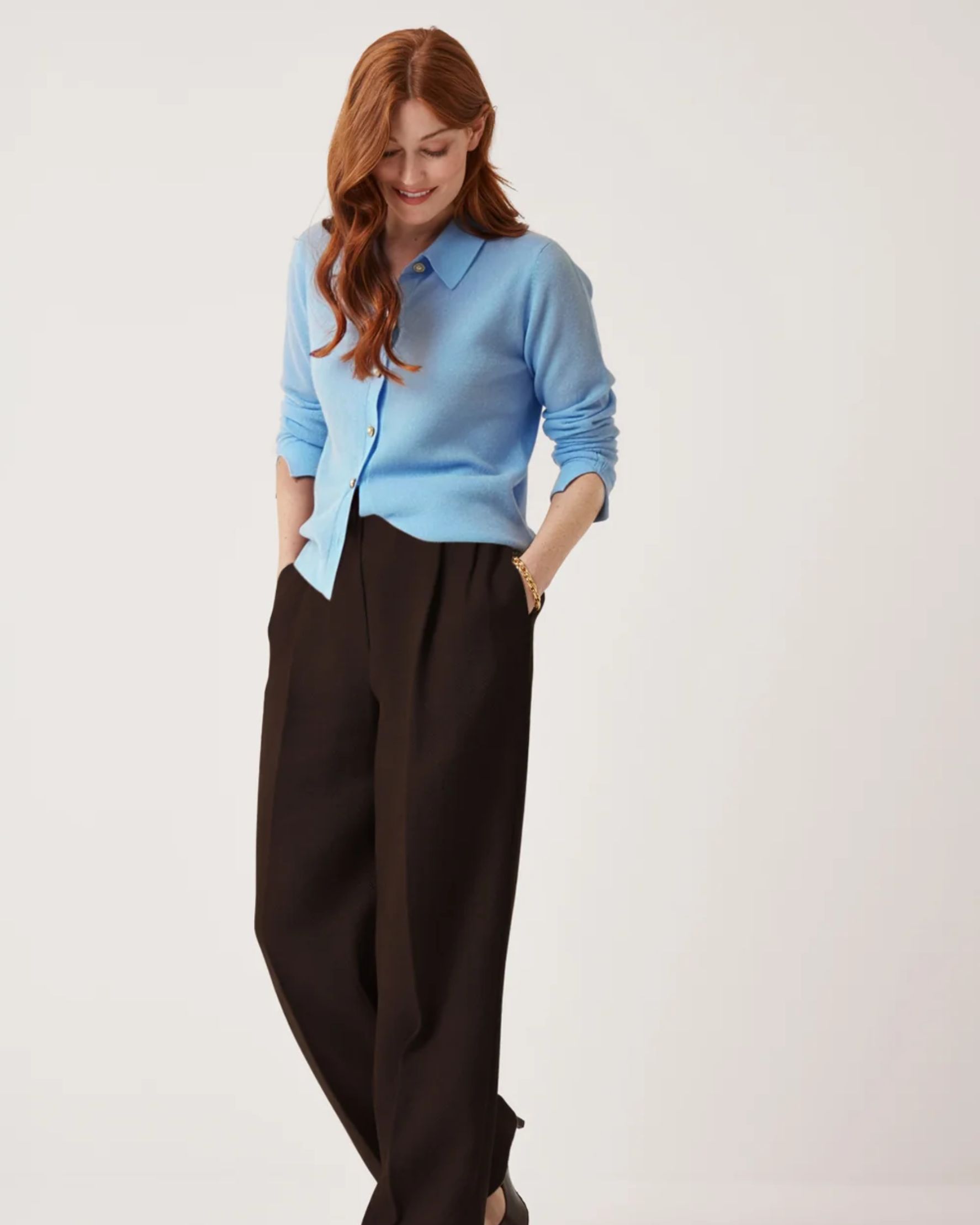 Knitted Shirt in Cerulean Blue - alternate view