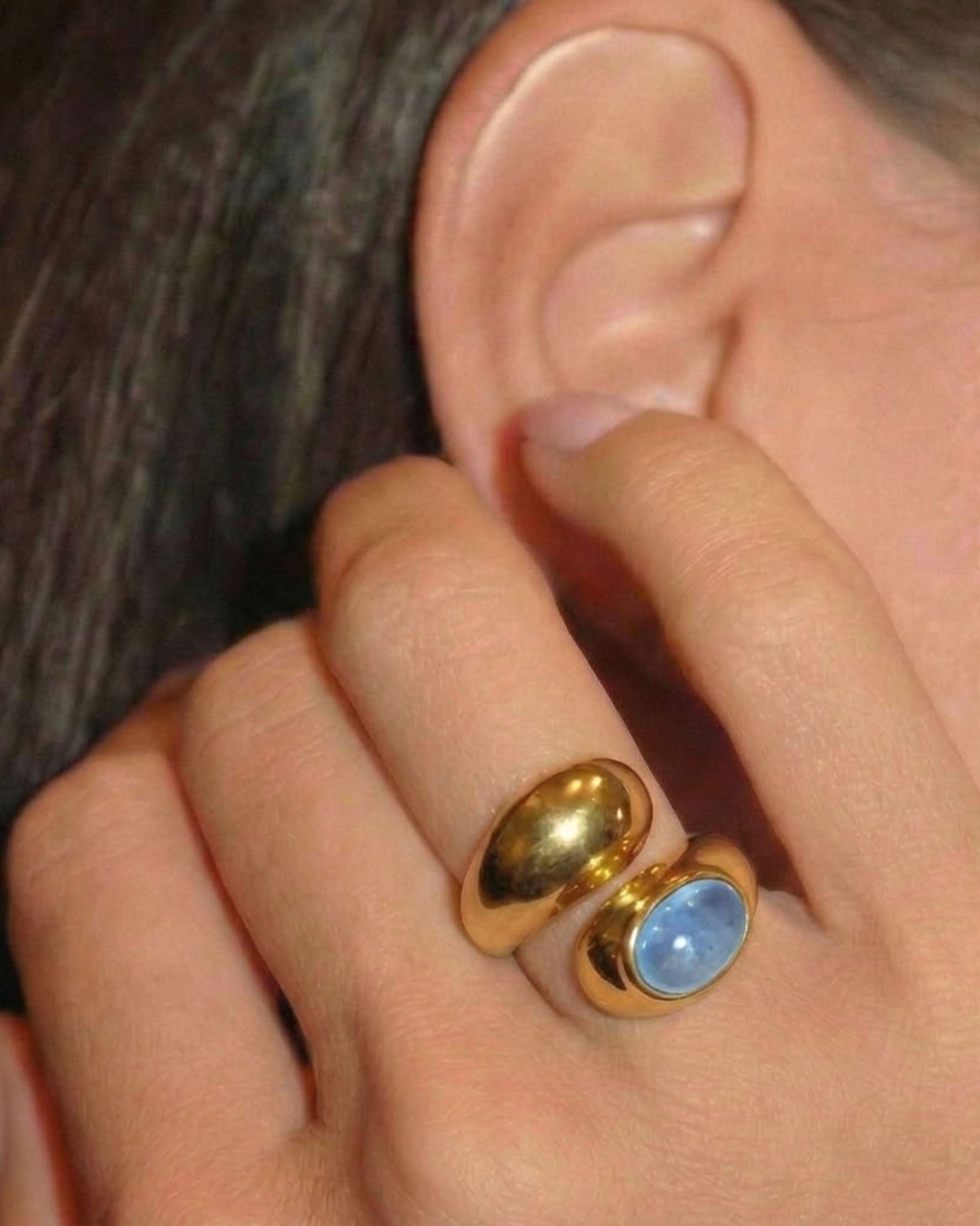 Cabochon Aquamarine Set Suzanne Ring - alternate view