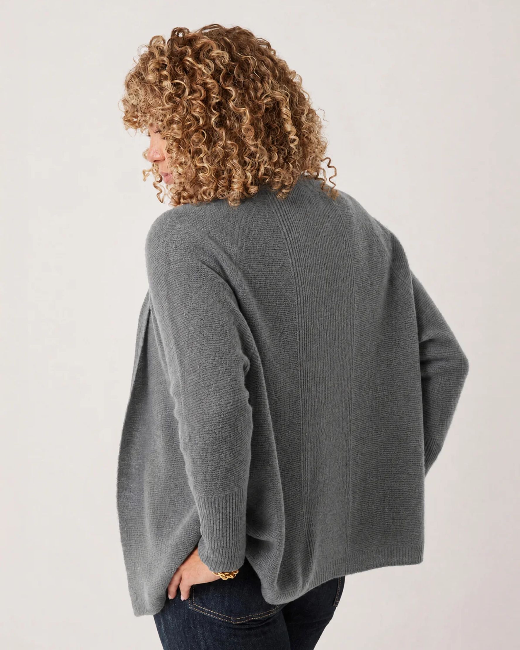 Relaxed Edge to Edge Cardigan in Pewter Grey - alternate view