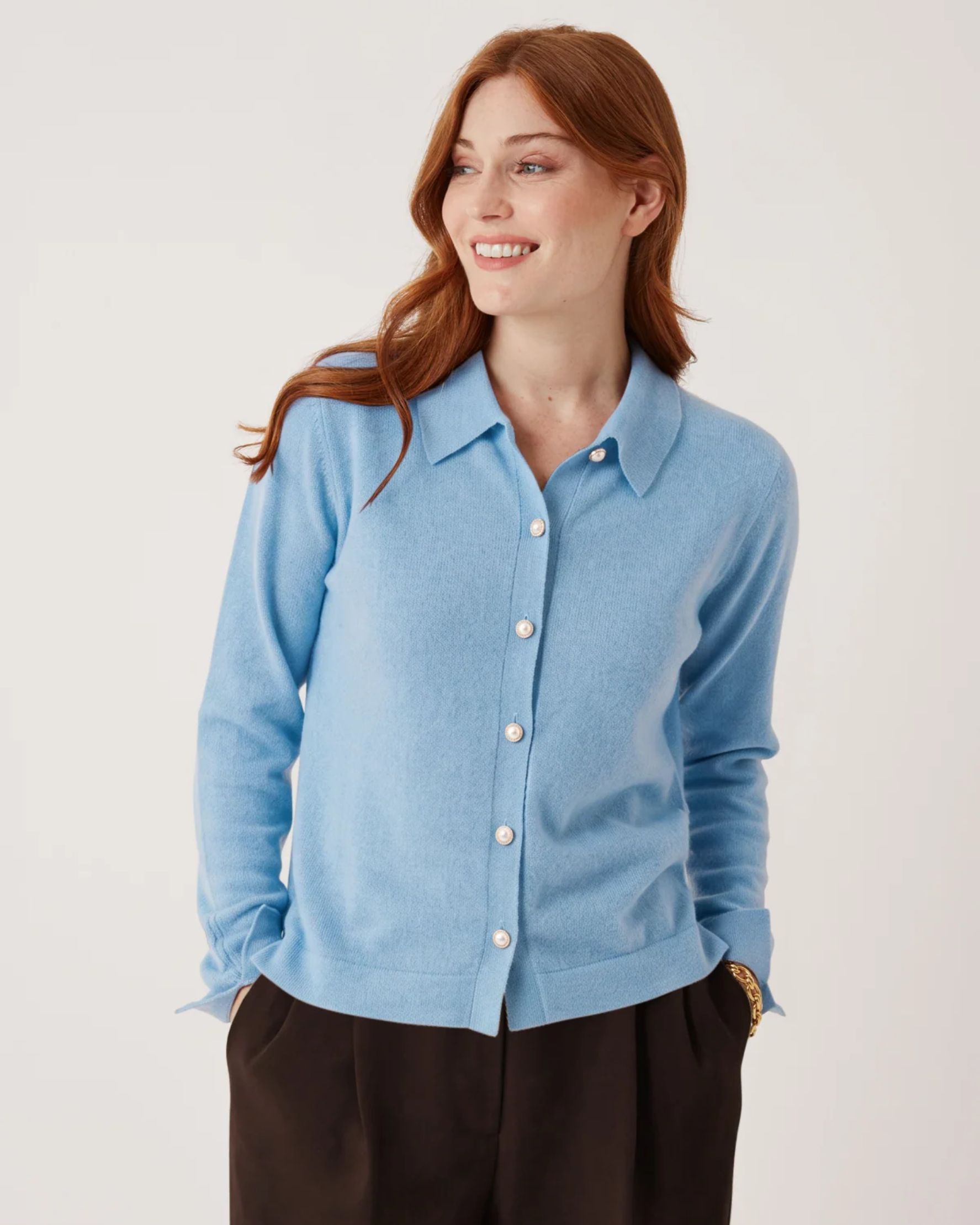Knitted Shirt in Cerulean Blue