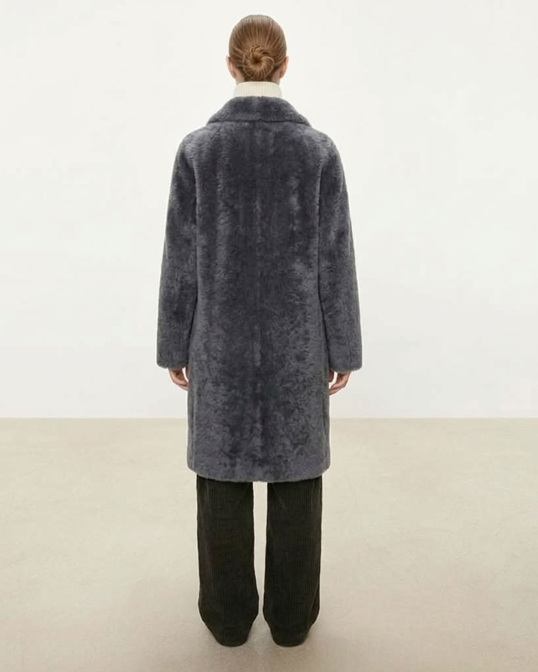 Melody Shearling Coat Grey - alternate view