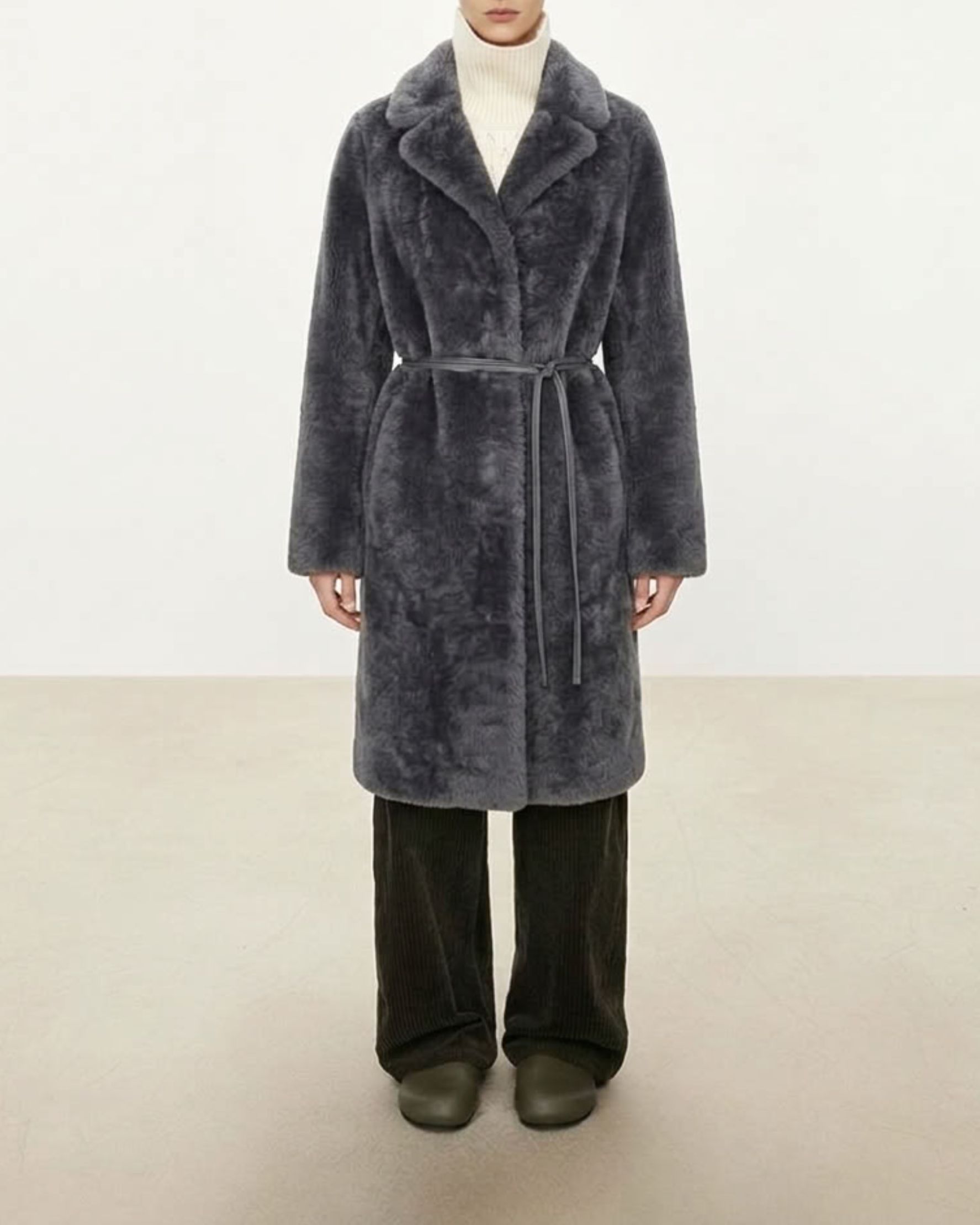 Melody Shearling Coat Grey