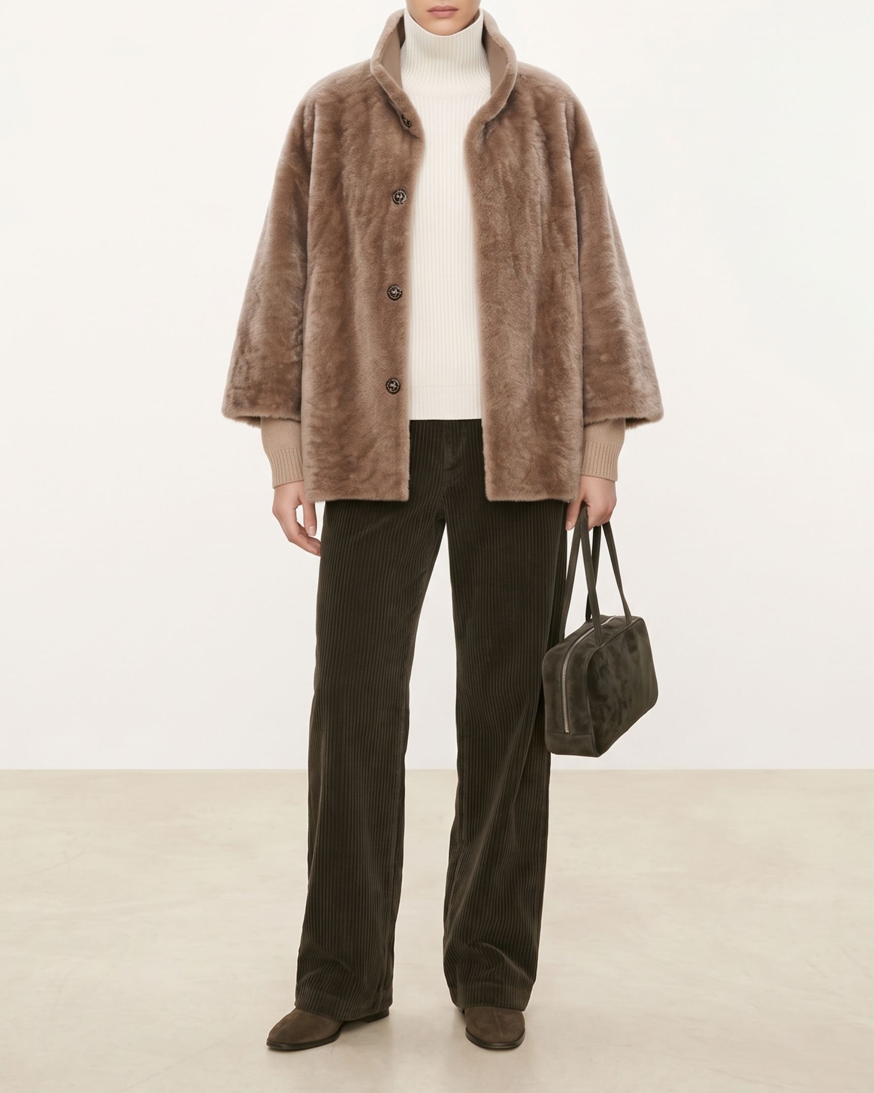 Louise Shearling Jacket Taupe