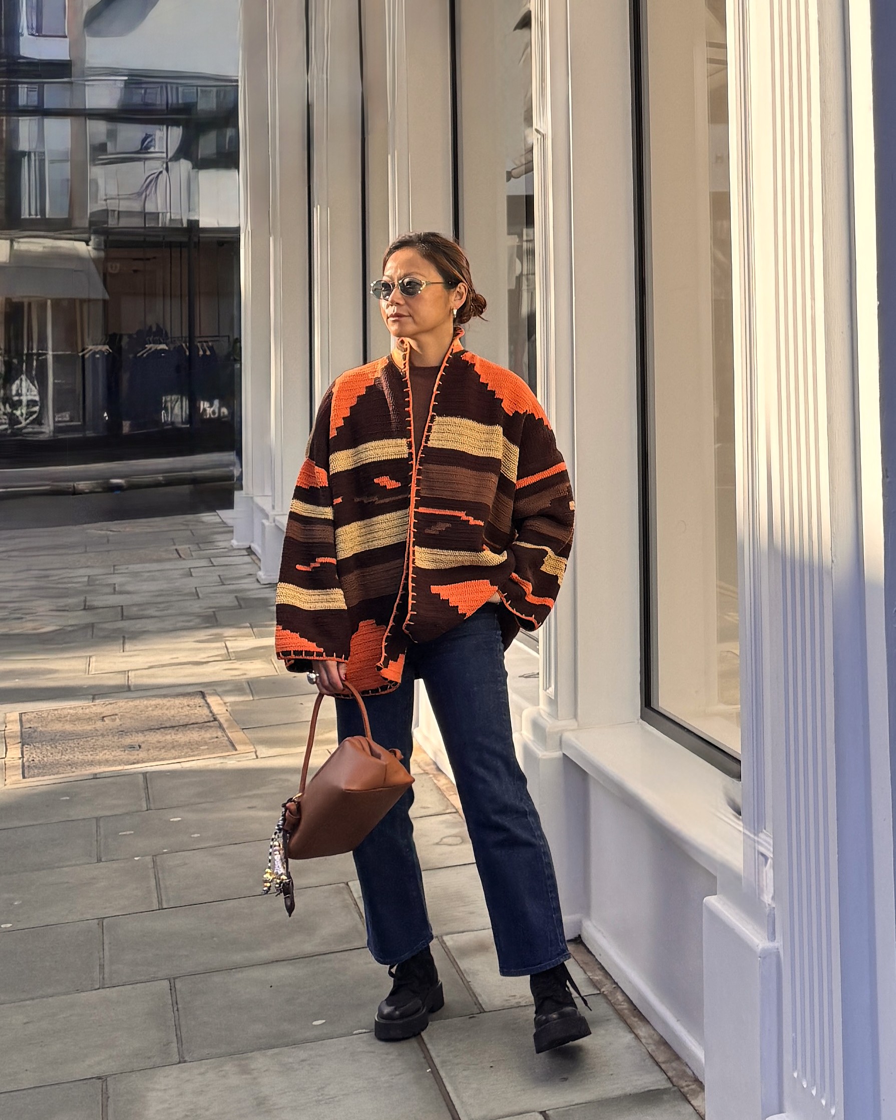 Kiona Long Jacket Brown/Orange