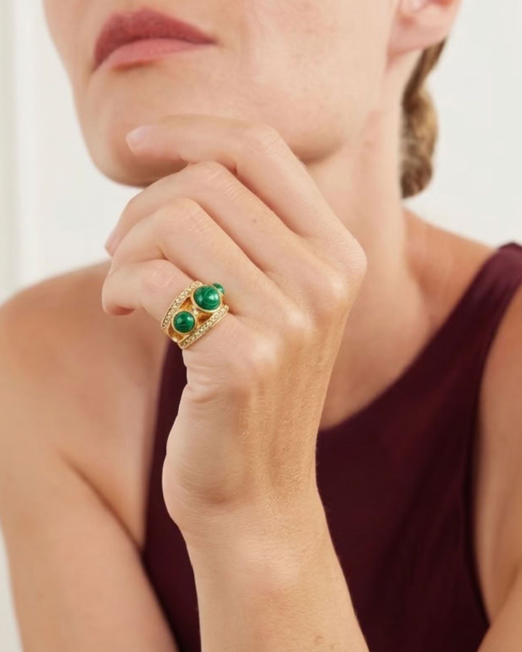 Green Cascata Pinky Ring - alternate view